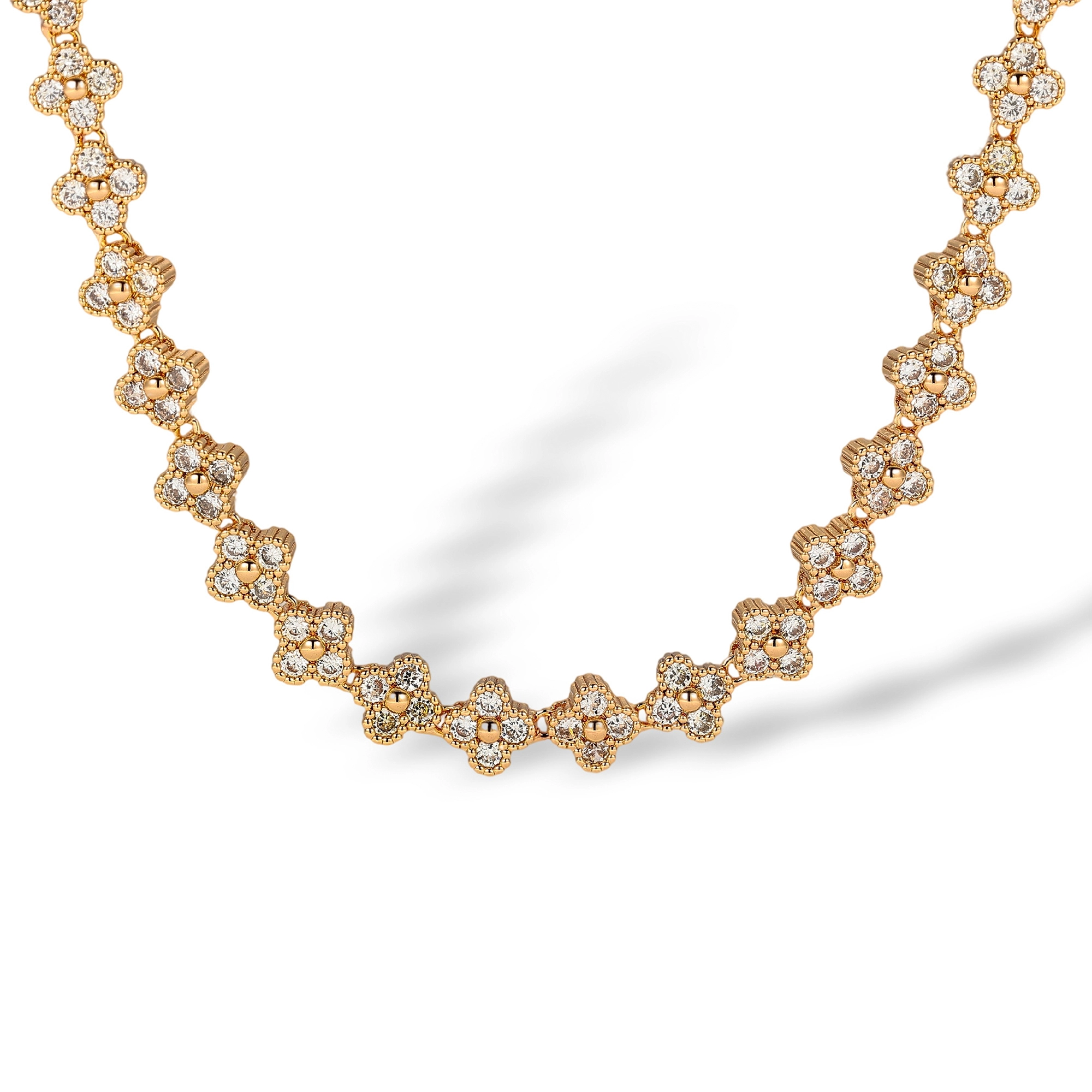 Cléophée 18K Gold Trèfle Tennis Necklace