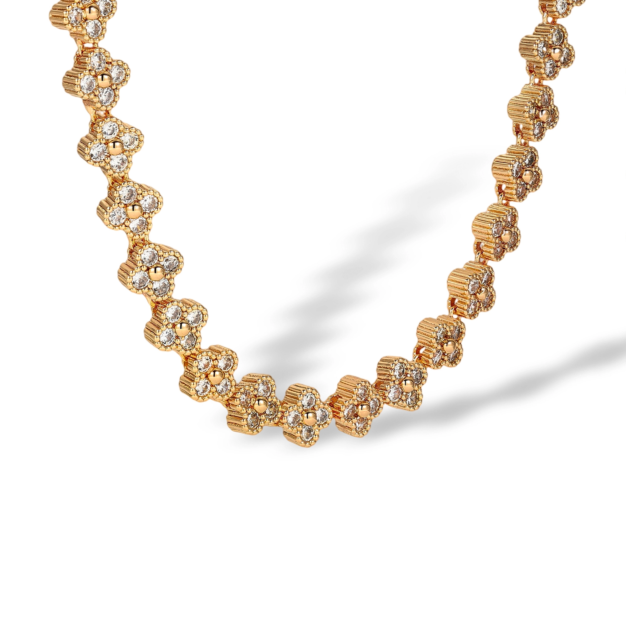 Cléophée 18K Gold Trèfle Tennis Necklace