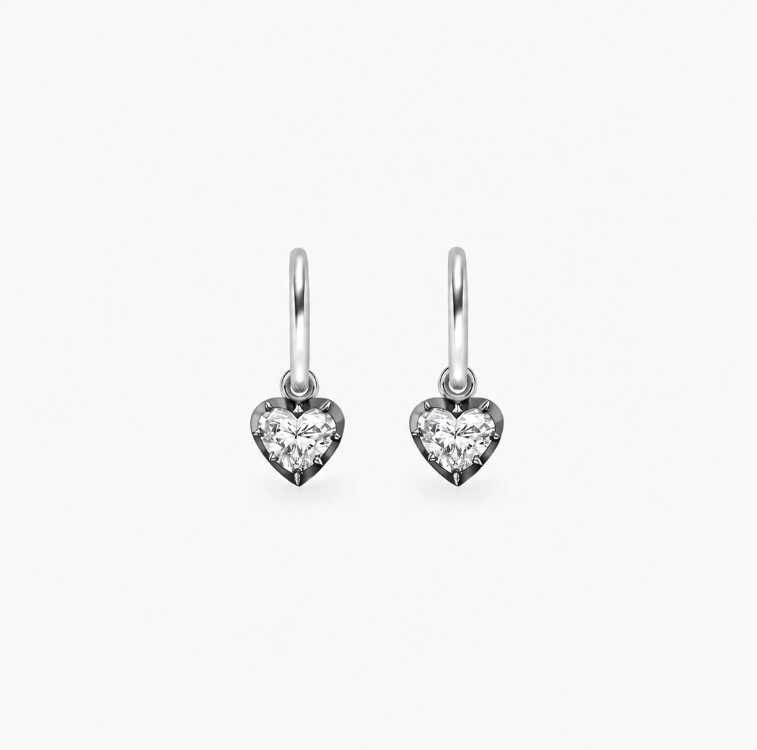Énocia White Heart Huggie Earrings