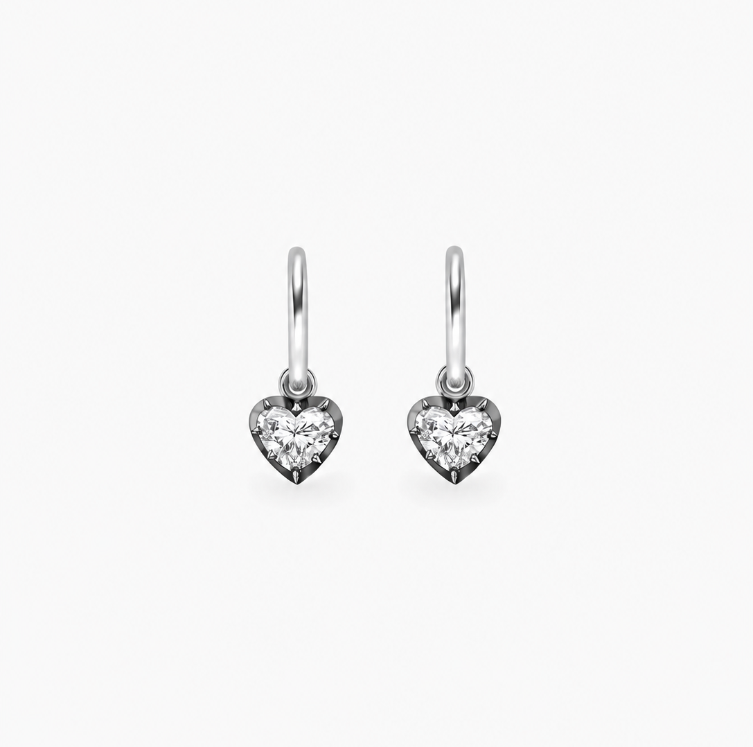 Énocia White Heart Huggie Earrings 