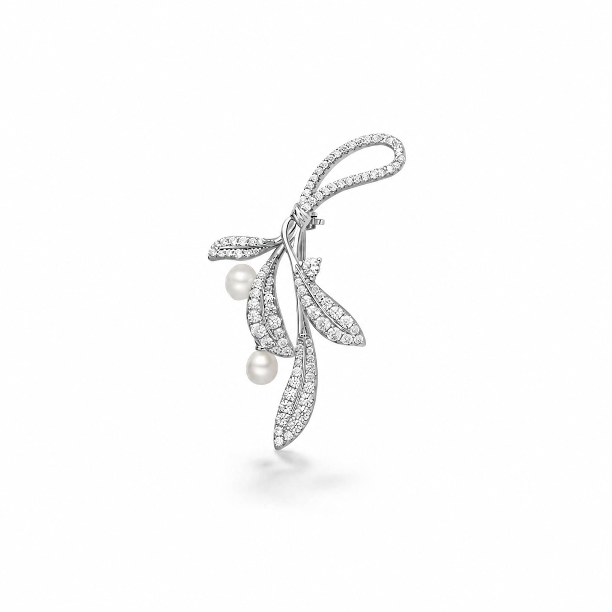 Colette White Leaf Pearl Brooch