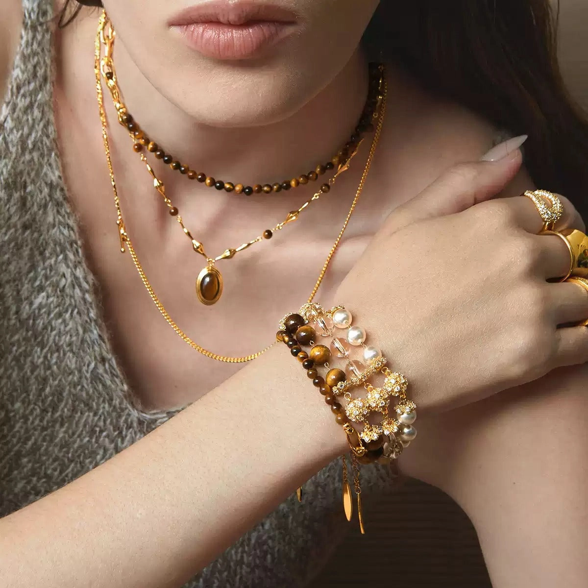 Corinna 24K Gold Filigree Bead Bracelet