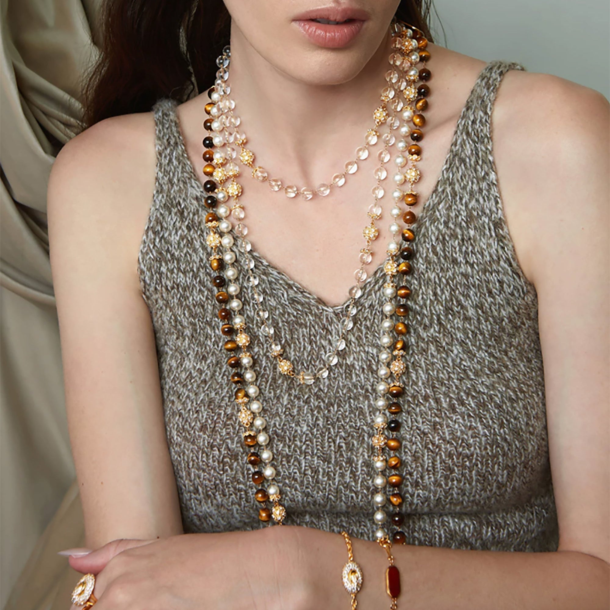 Corinna 24K Gold Filigree Bead Long Necklace