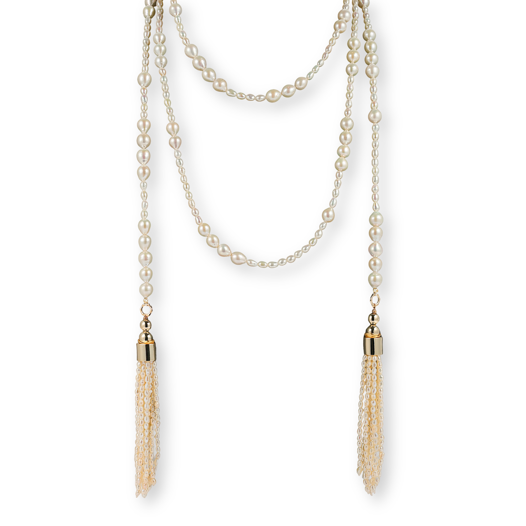 Grisélidis White Pearl Cylinder Long Necklace