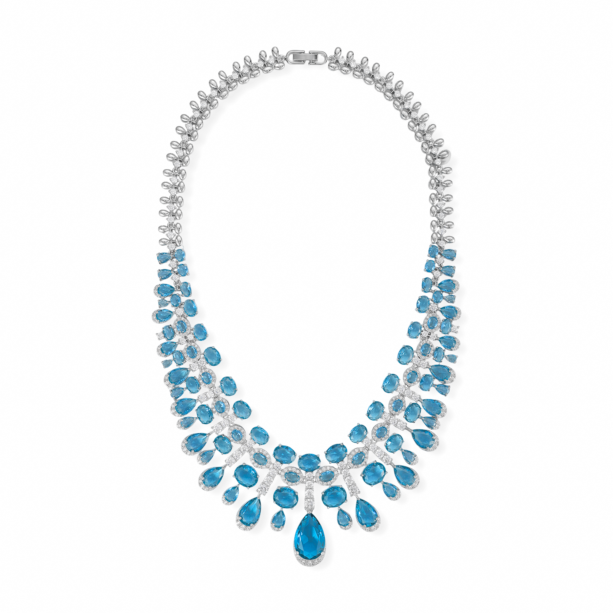 Daggard Green Teardrop Oval Drop Earrings & Necklace Set