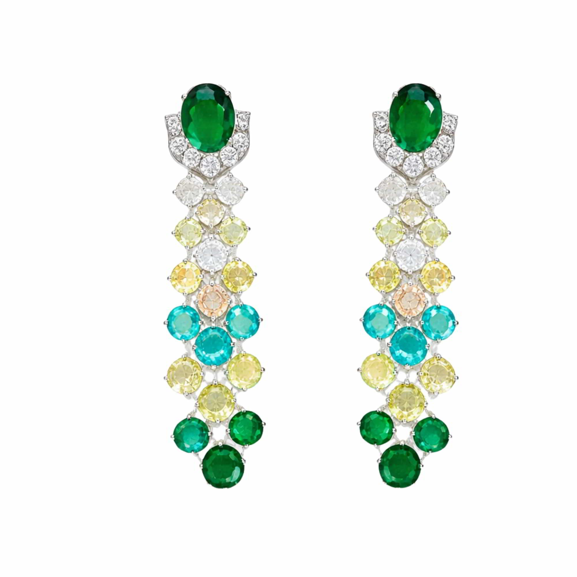Dahlia Oval Round Drop Earrings
