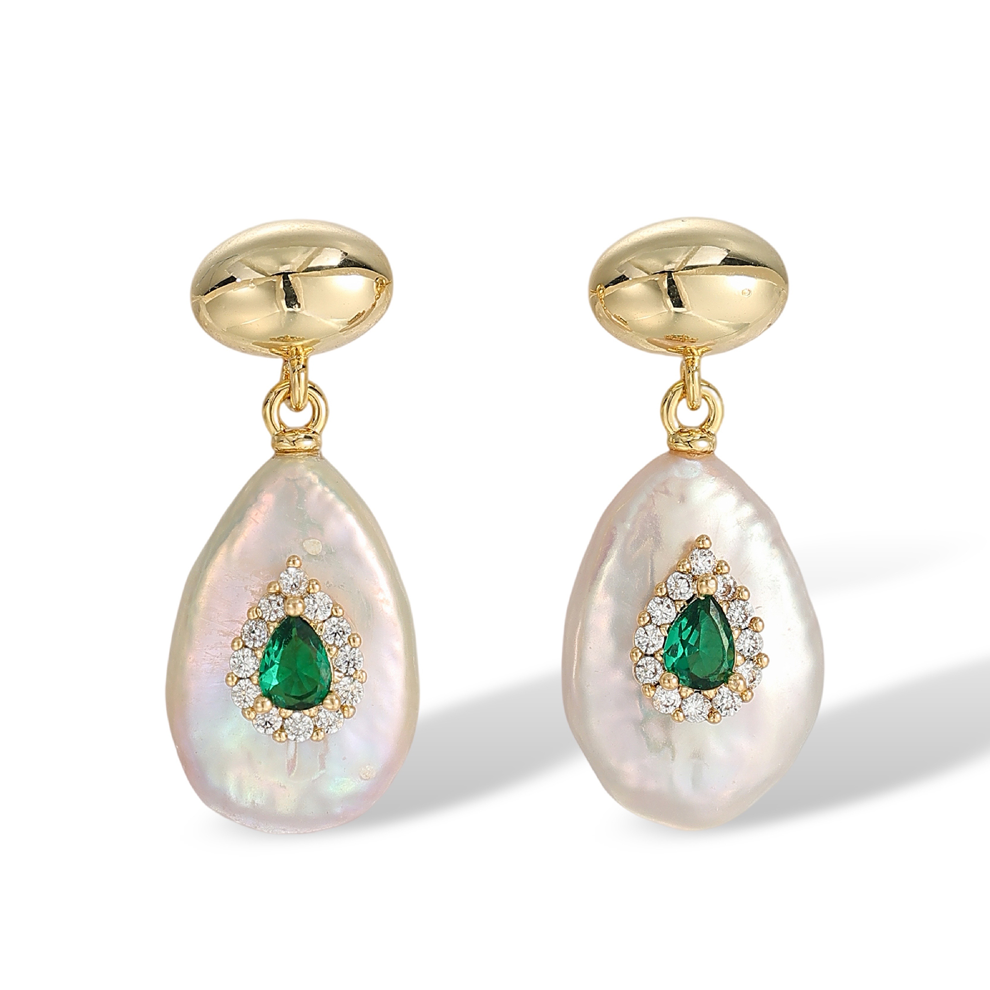 Damienne Green Teardrop Baroque Pearl Drop Earrings
