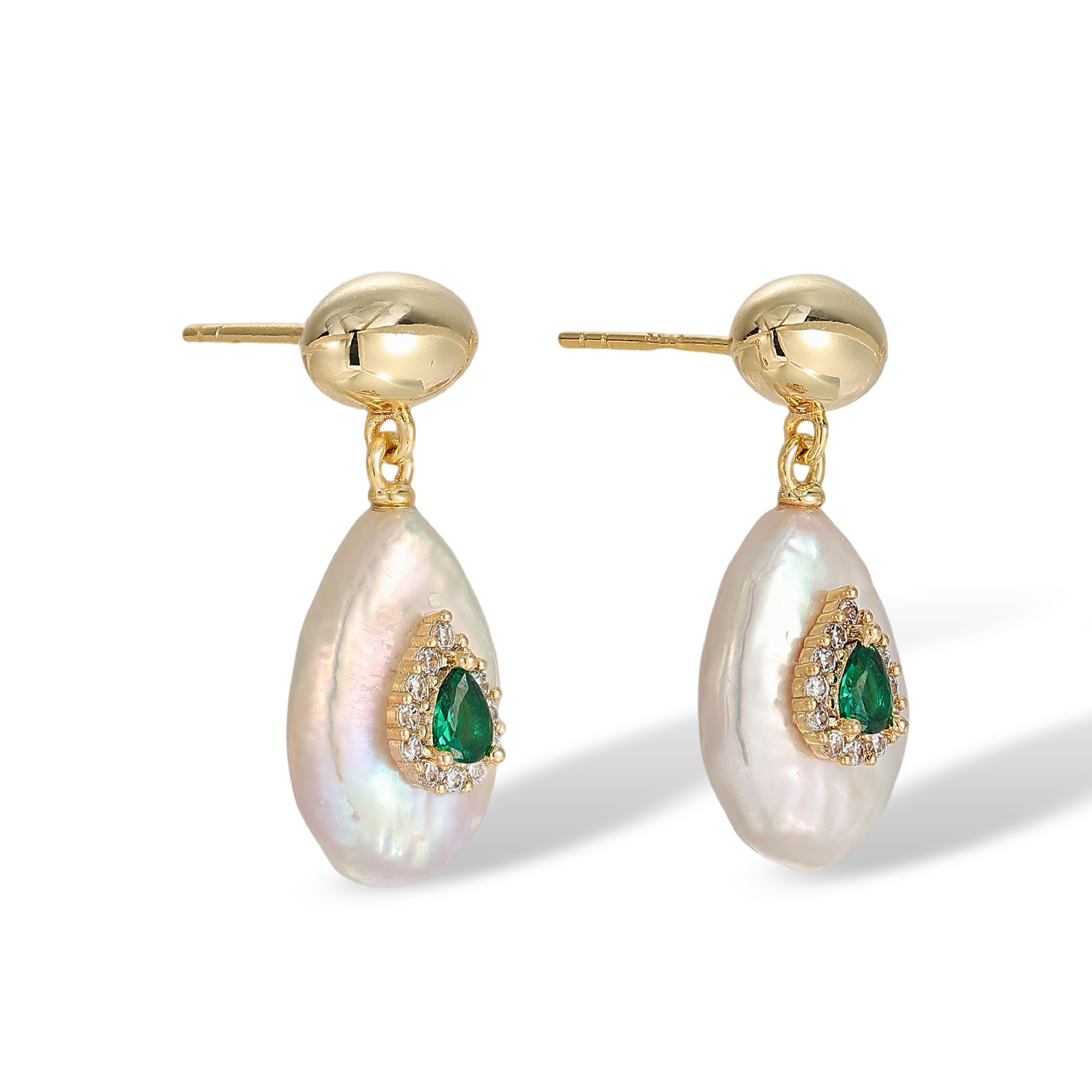 Damienne Green Teardrop Baroque Pearl Drop Earrings