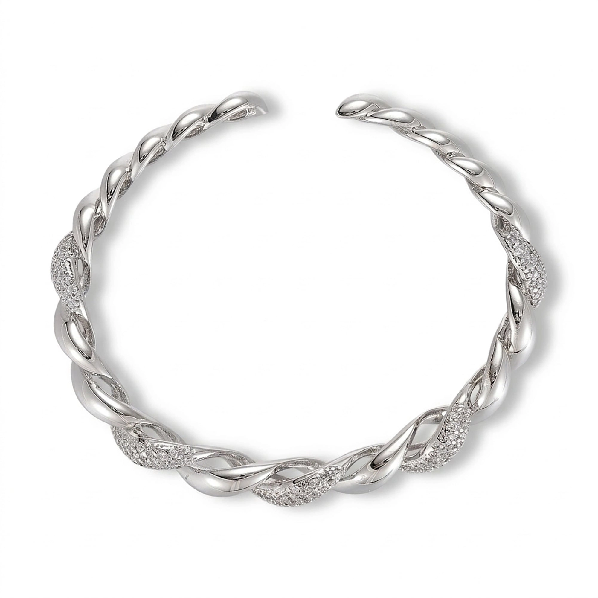 Daria 14K Gold Twisted Rope Open Bangle
