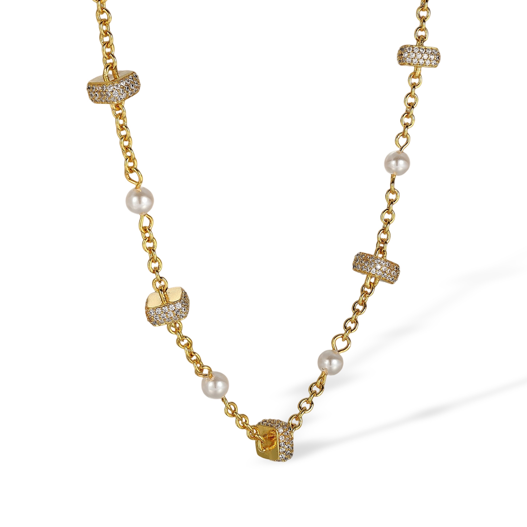1-Deborah 14K Gold Cube Pearl Necklace