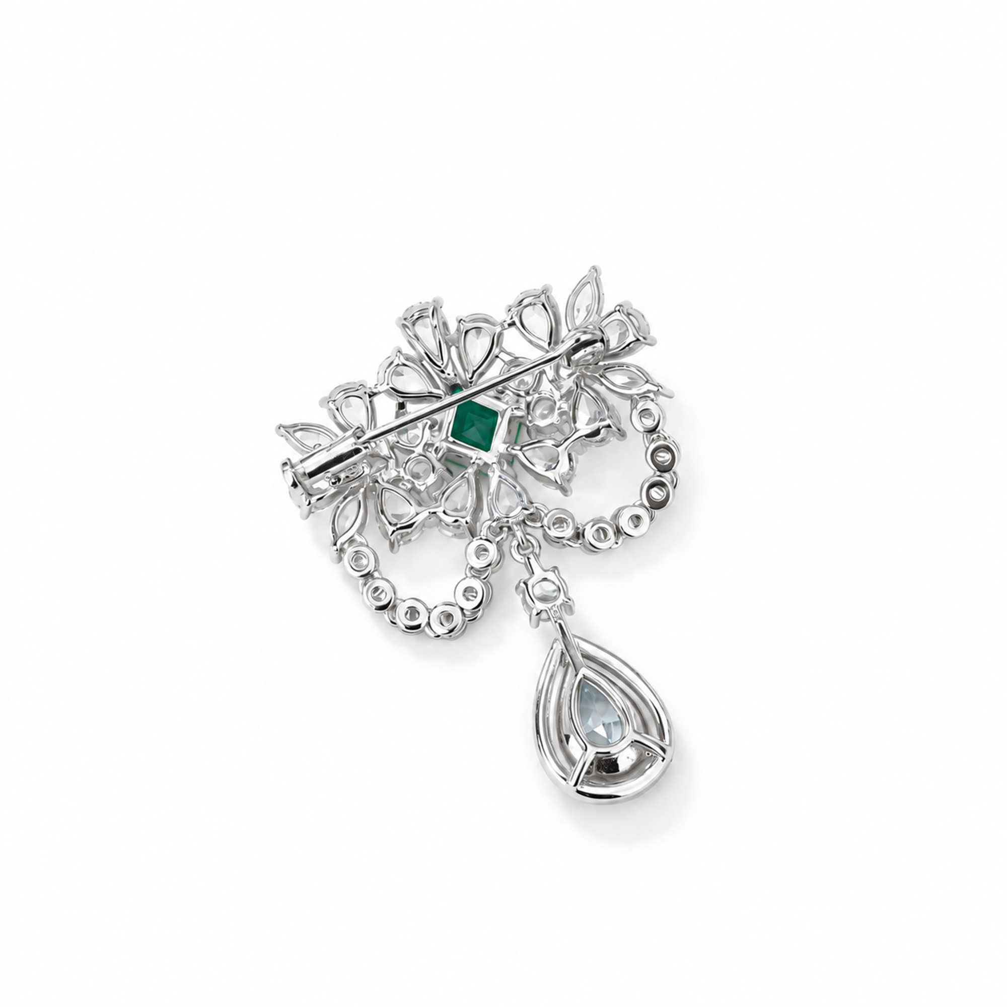 Dietmuth Green Teardrop Floral Brooch