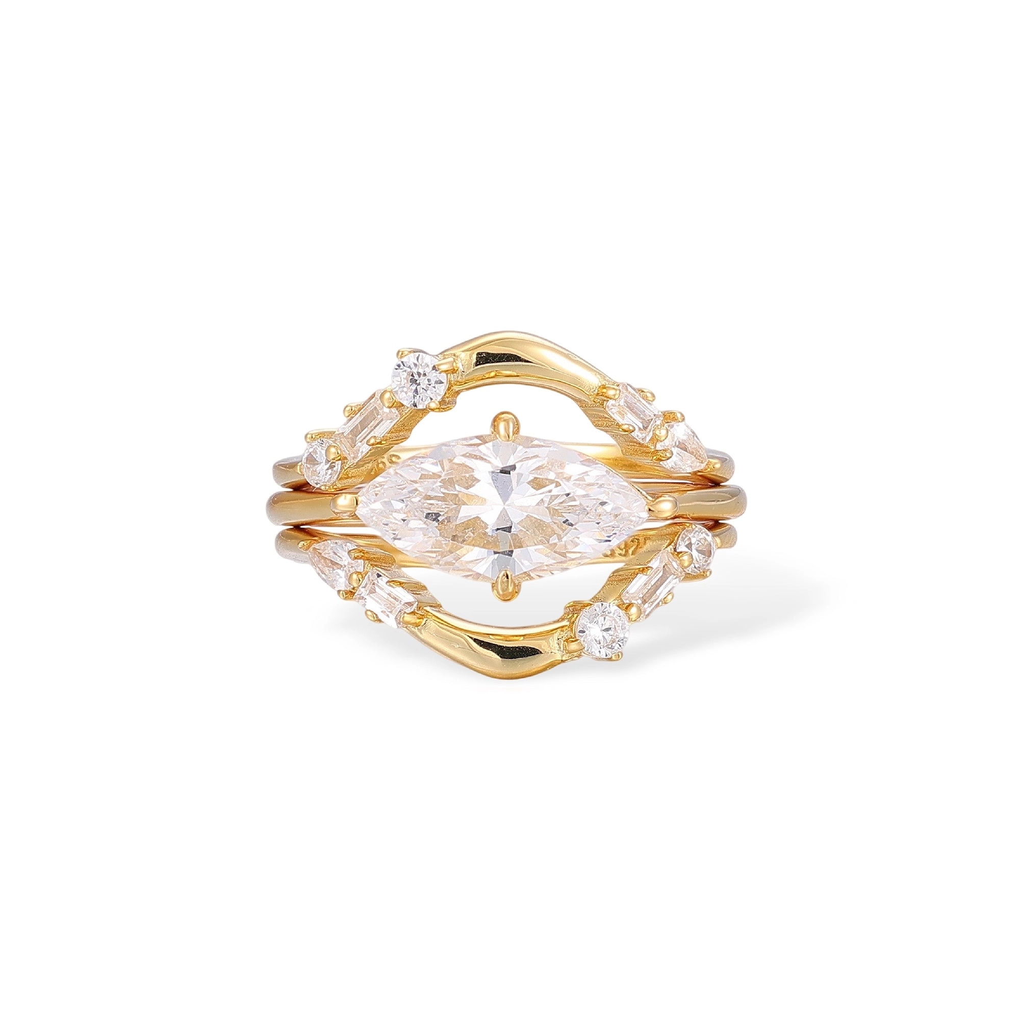 Dietwina 14K Gold Marquise Ring Set