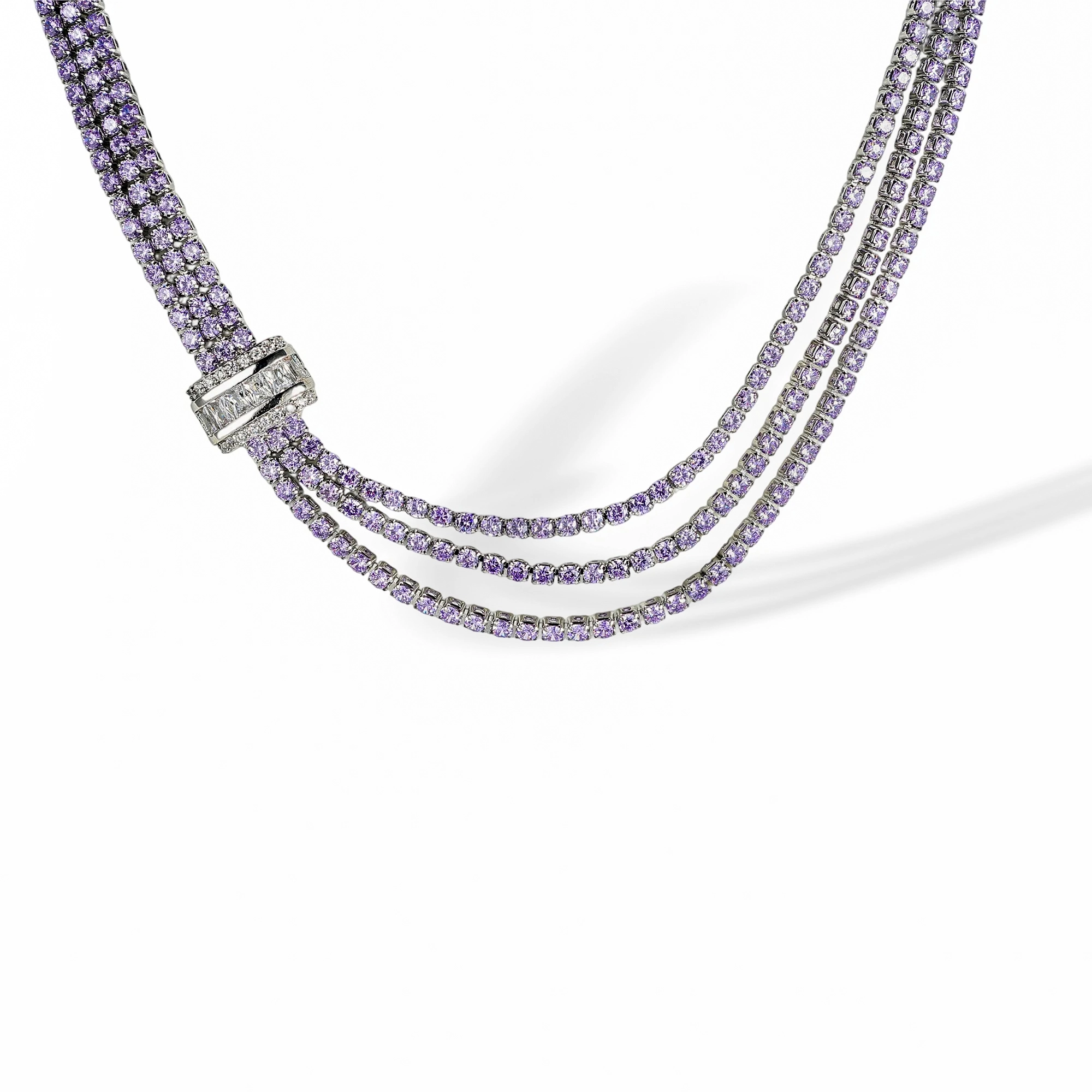 Dionysia Purple Baguette Round Choker Necklace