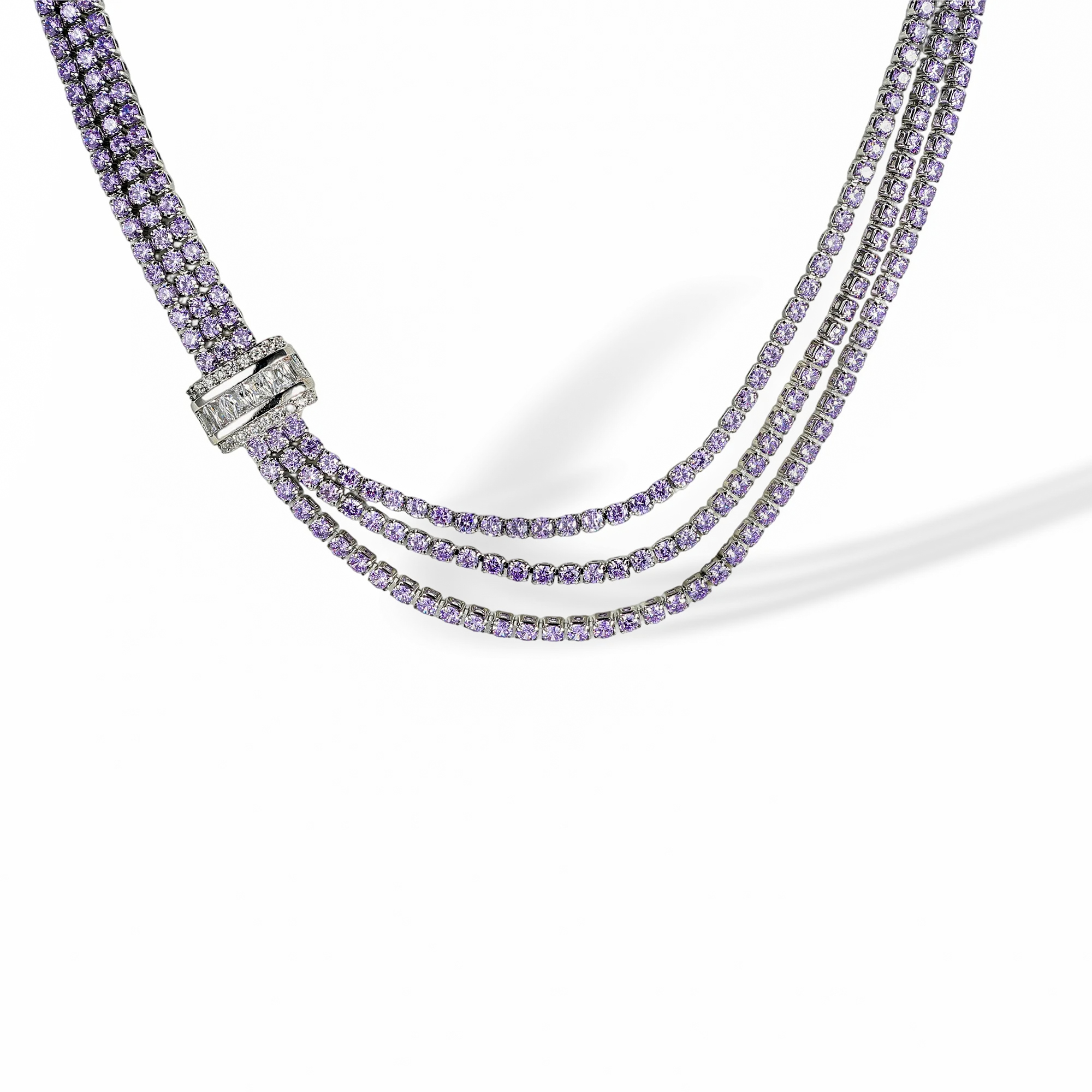 Dionysia Purple Baguette Round Choker Necklace