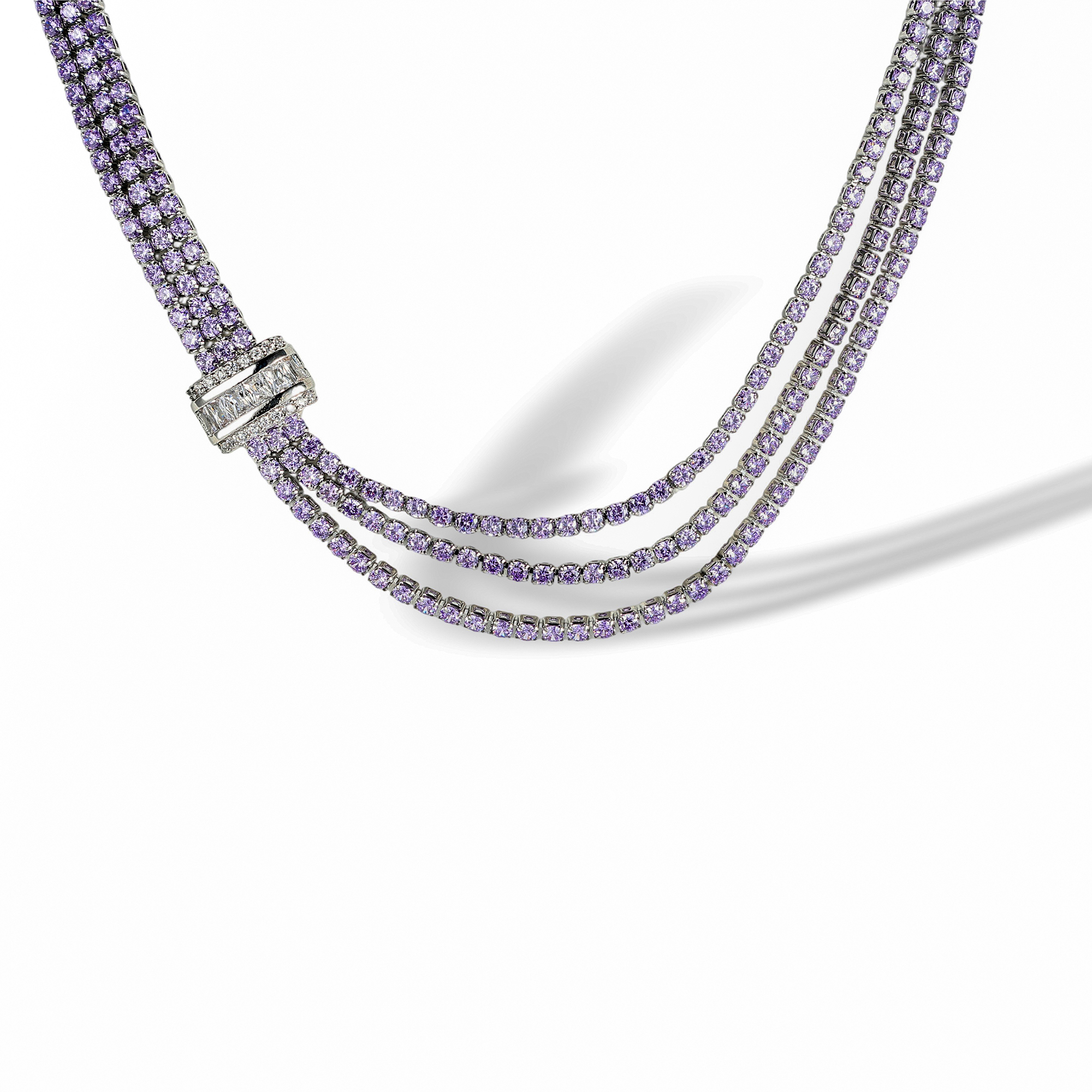 Dionysia Purple Baguette Round Choker Necklace