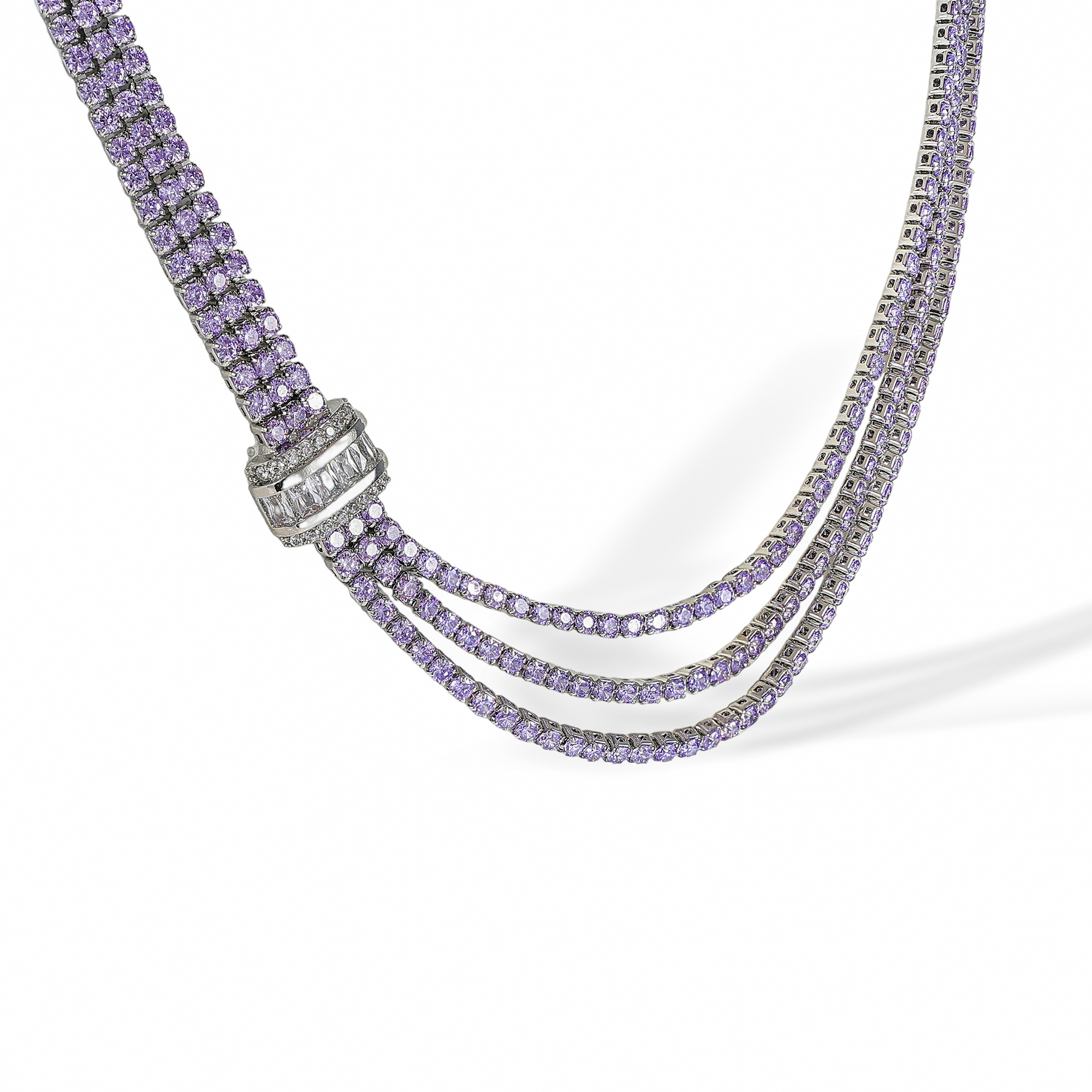 Dionysia Purple Baguette Round Choker Necklace