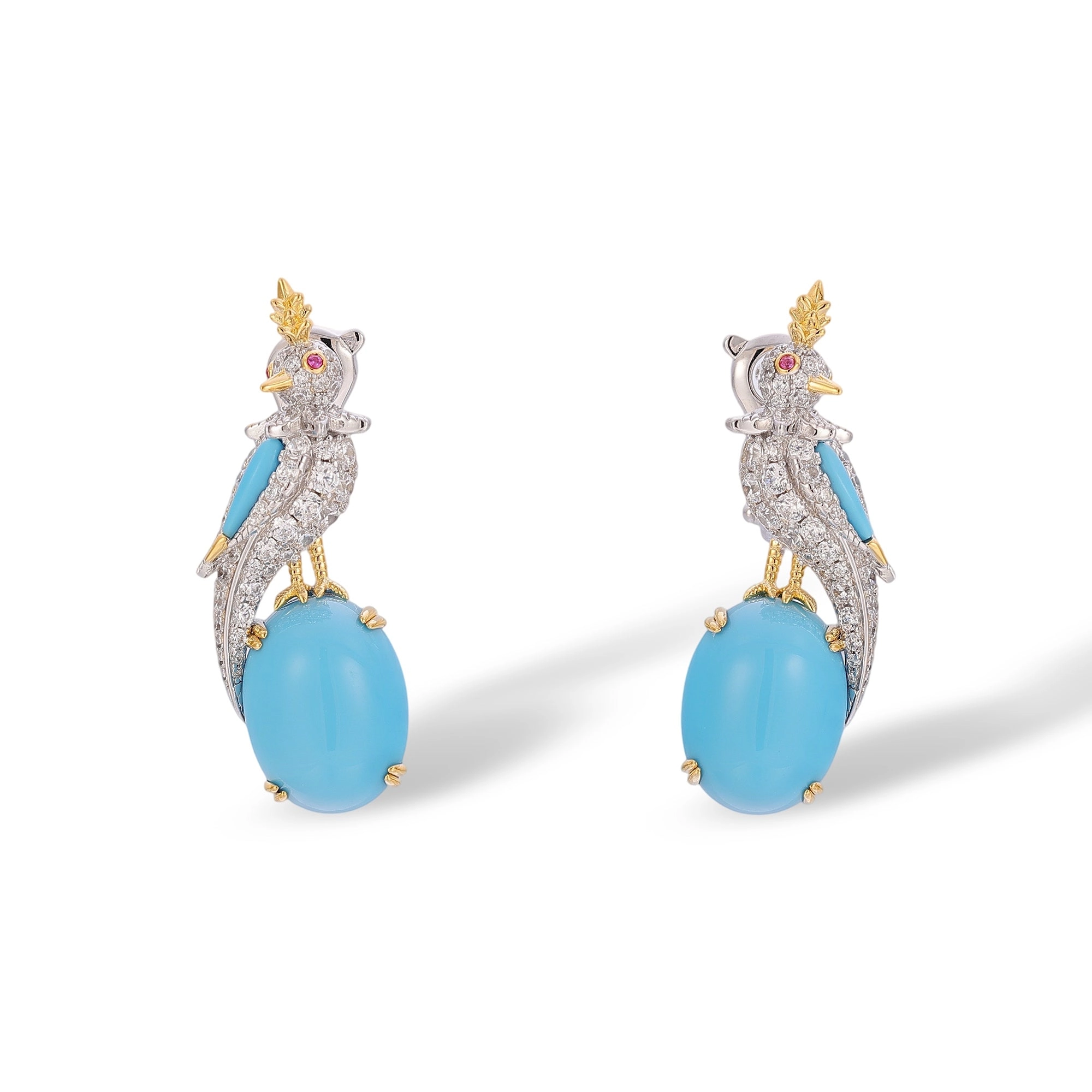 Edelhild Turquoise Bird Oval Earrings