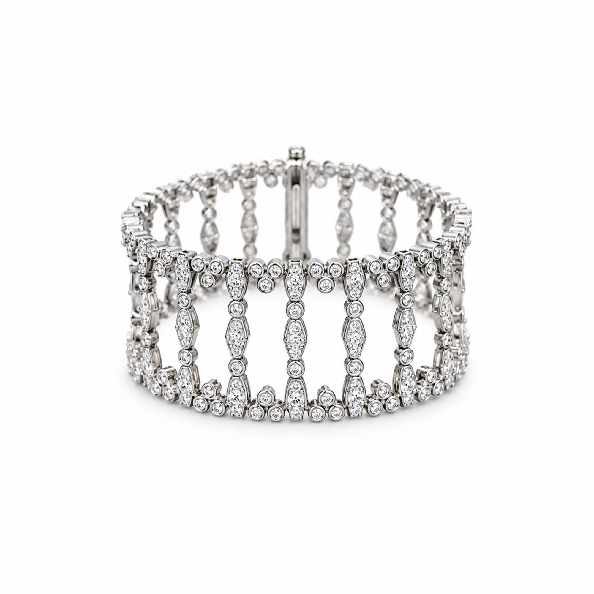 Elfrieda White Geometric Openwork Bracelet