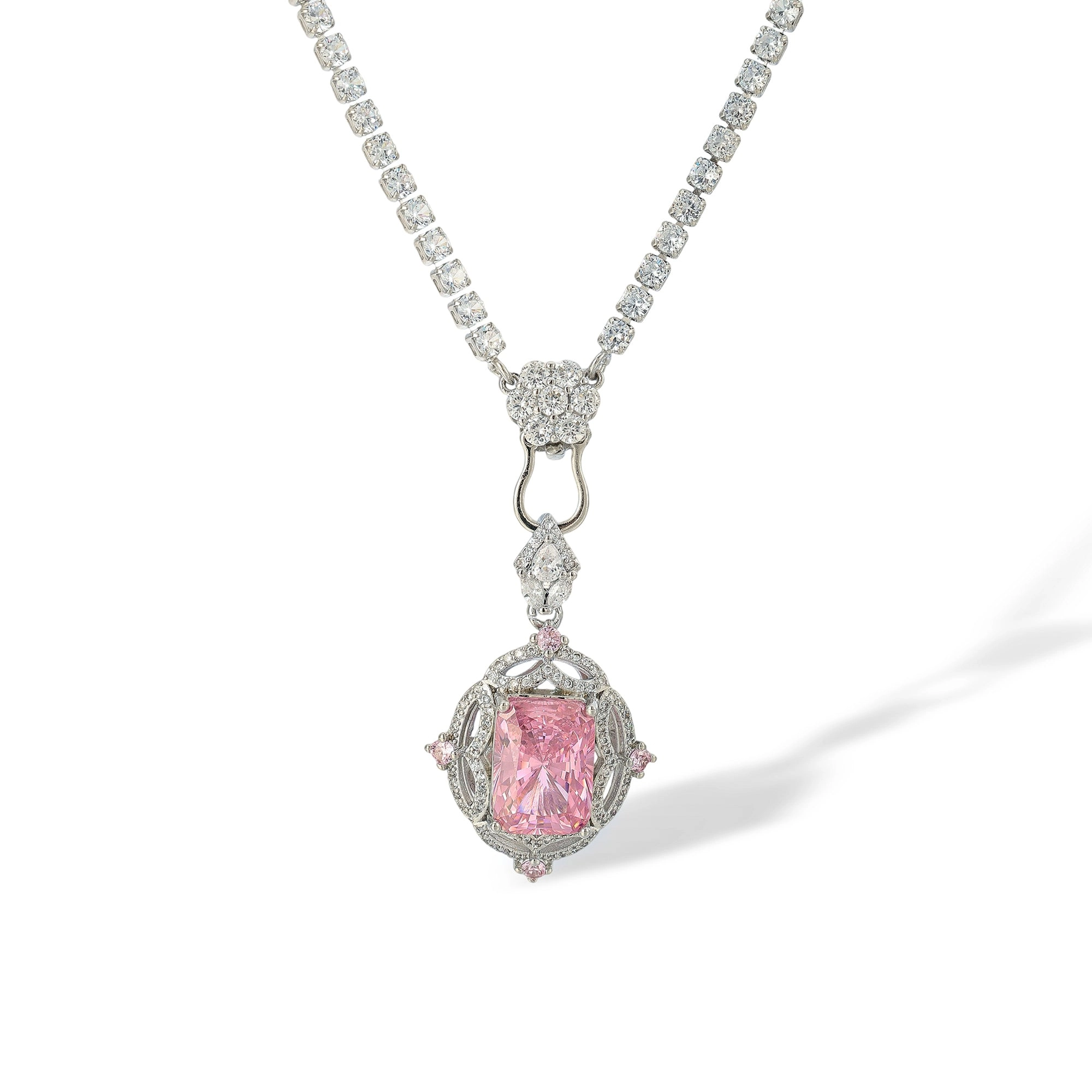Emmeline Pink Rectangular Necklace
