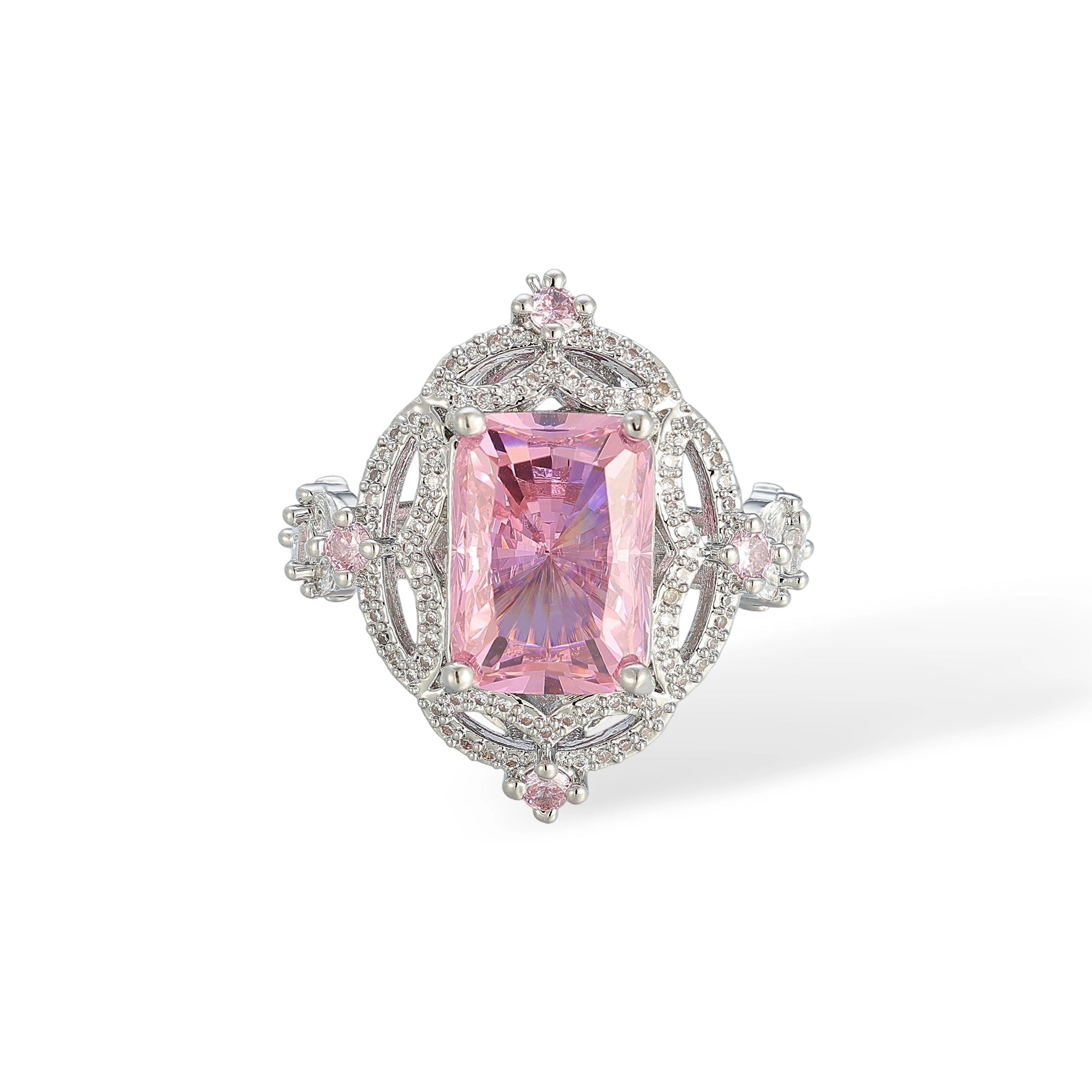 Emmeline Pink Rectangular Open Ring