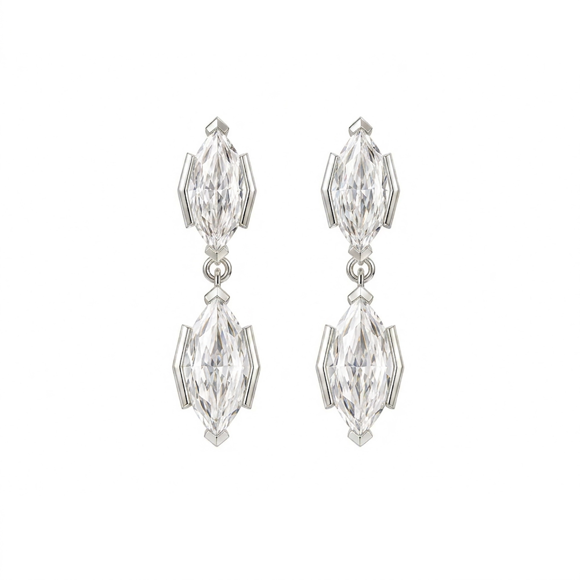 Émodie 14K Gold Marquise Moissanite Drop Earrings