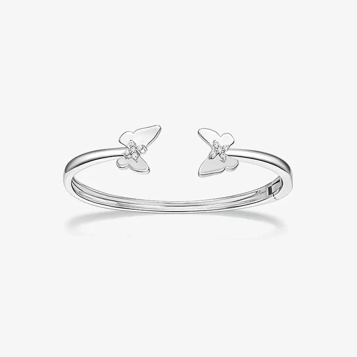 Étroit White Butterfly Open Bangle