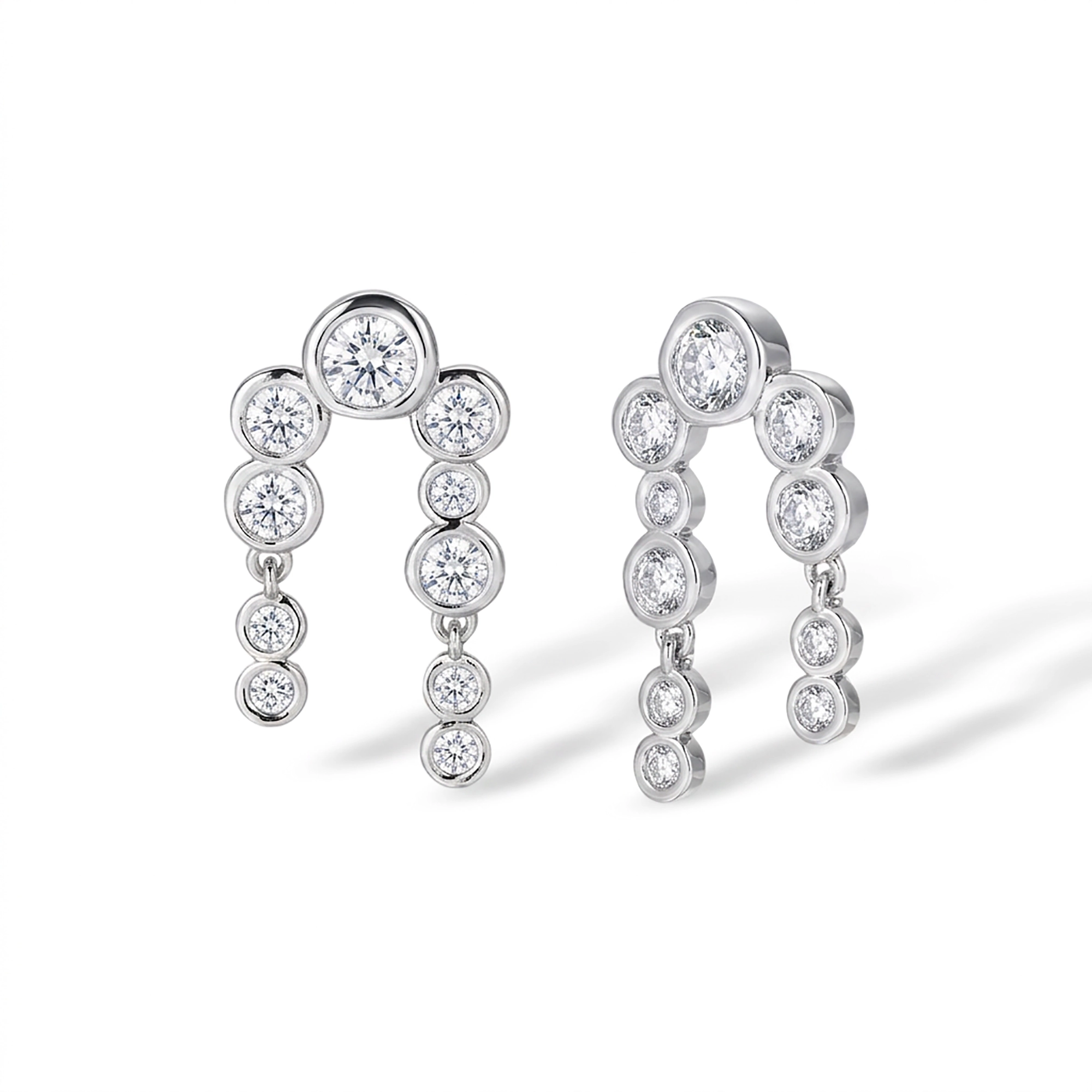 Eudoxa 18K Gold Arch Bezel Round Drop Earrings