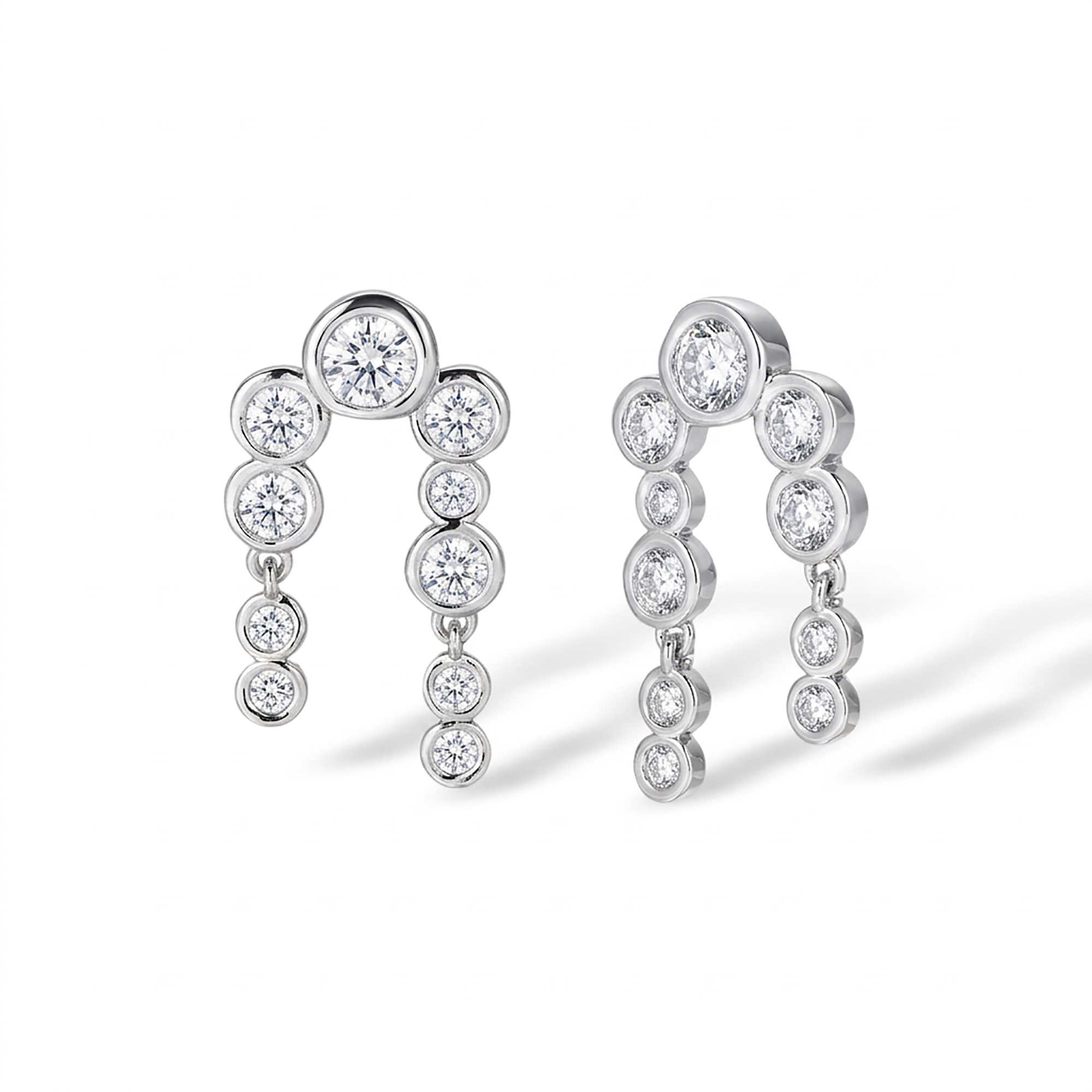 Eudoxa 18K Gold Arch Bezel Round Drop Earrings