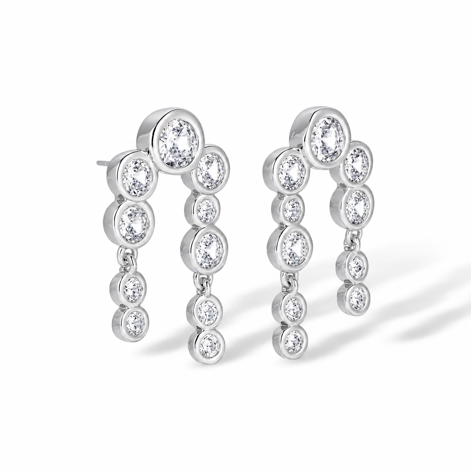Eudoxa 18K Gold Arch Bezel Round Drop Earrings