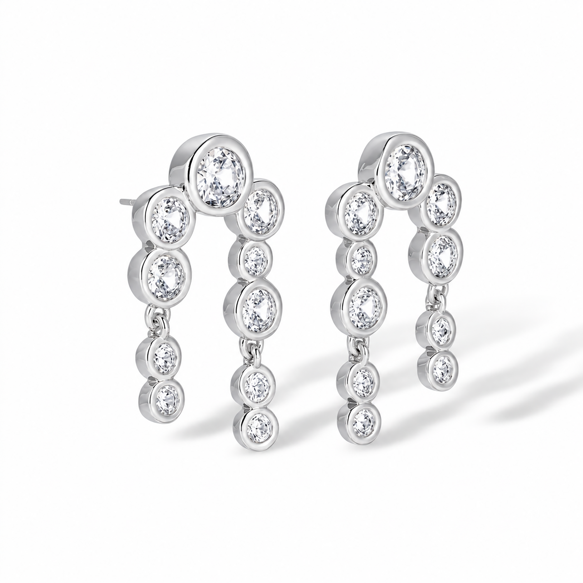 Eudoxa 18K Gold Arch Bezel Round Drop Earrings