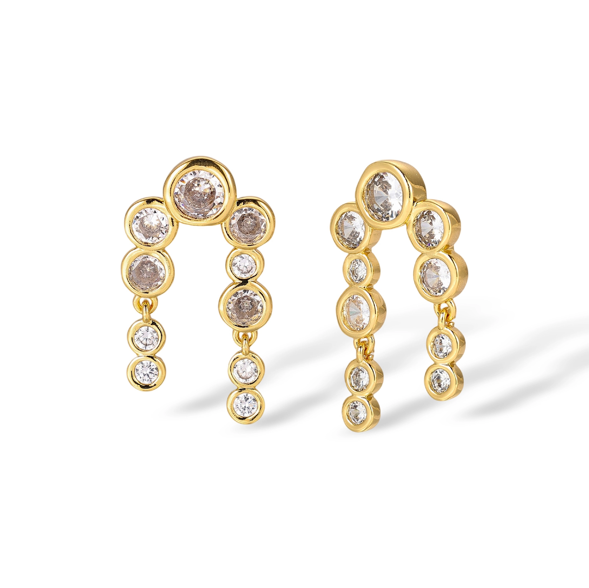 Eudoxa 18K Gold Arch Bezel Round Drop Earrings