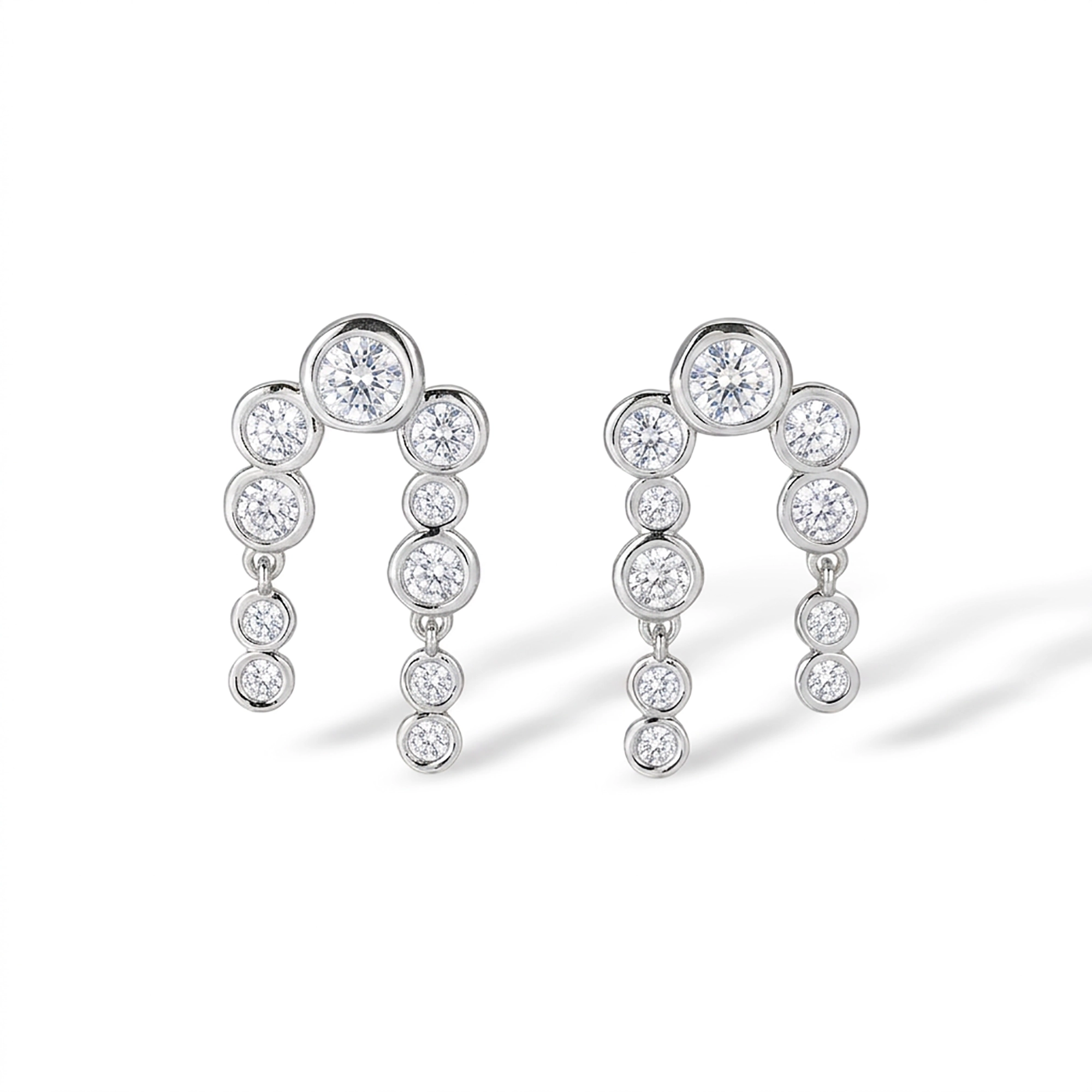 Eudoxa 18K Gold Arch Bezel Round Drop Earrings