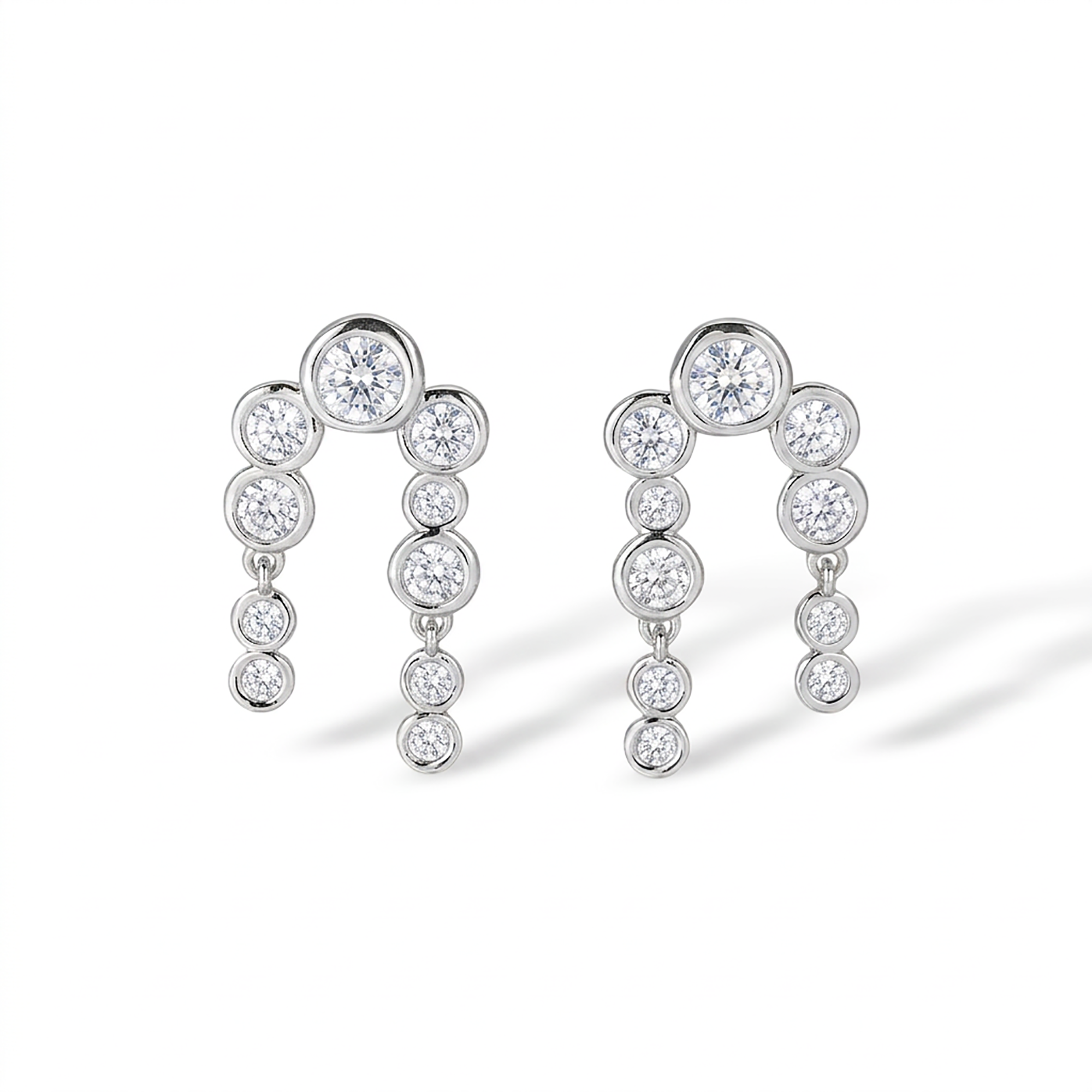 Eudoxa 18K Gold Arch Bezel Round Drop Earrings