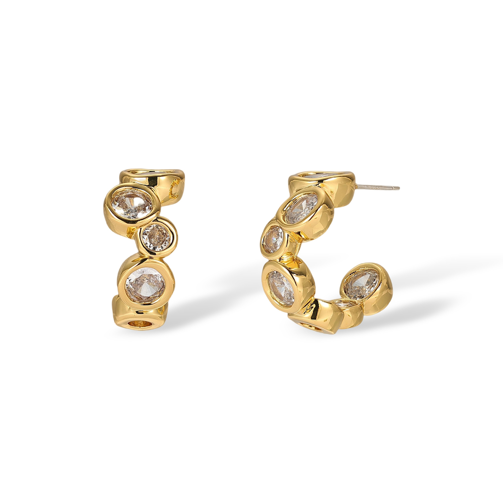 Eudoxa 18K Gold Bezel Round Earrings