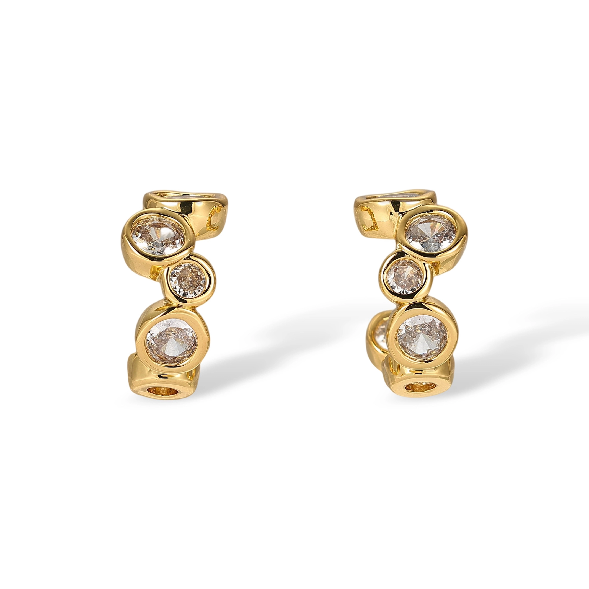 Eudoxa 18K Gold Bezel Round Earrings