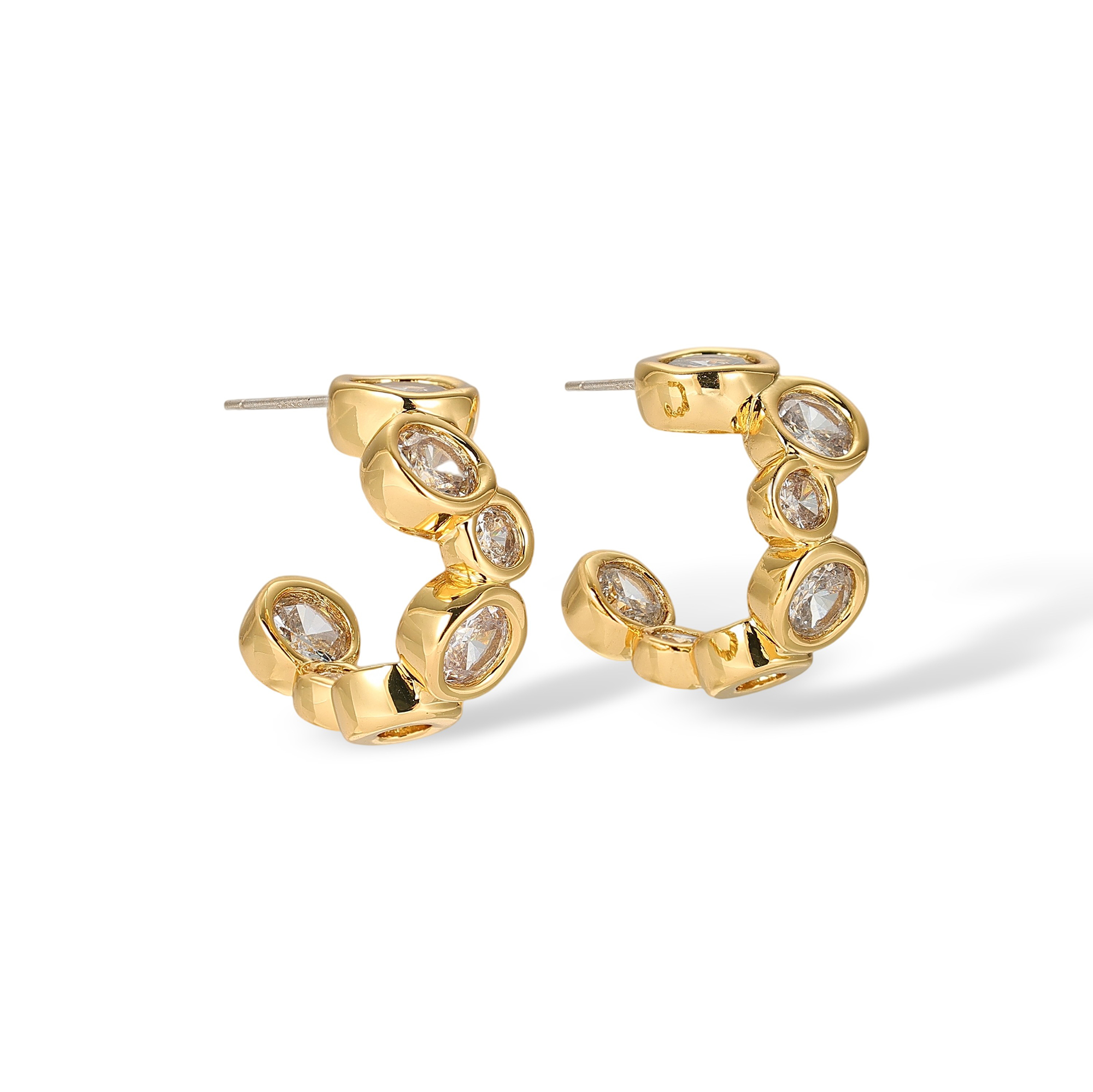 Eudoxa 18K Gold Bezel Round Earrings