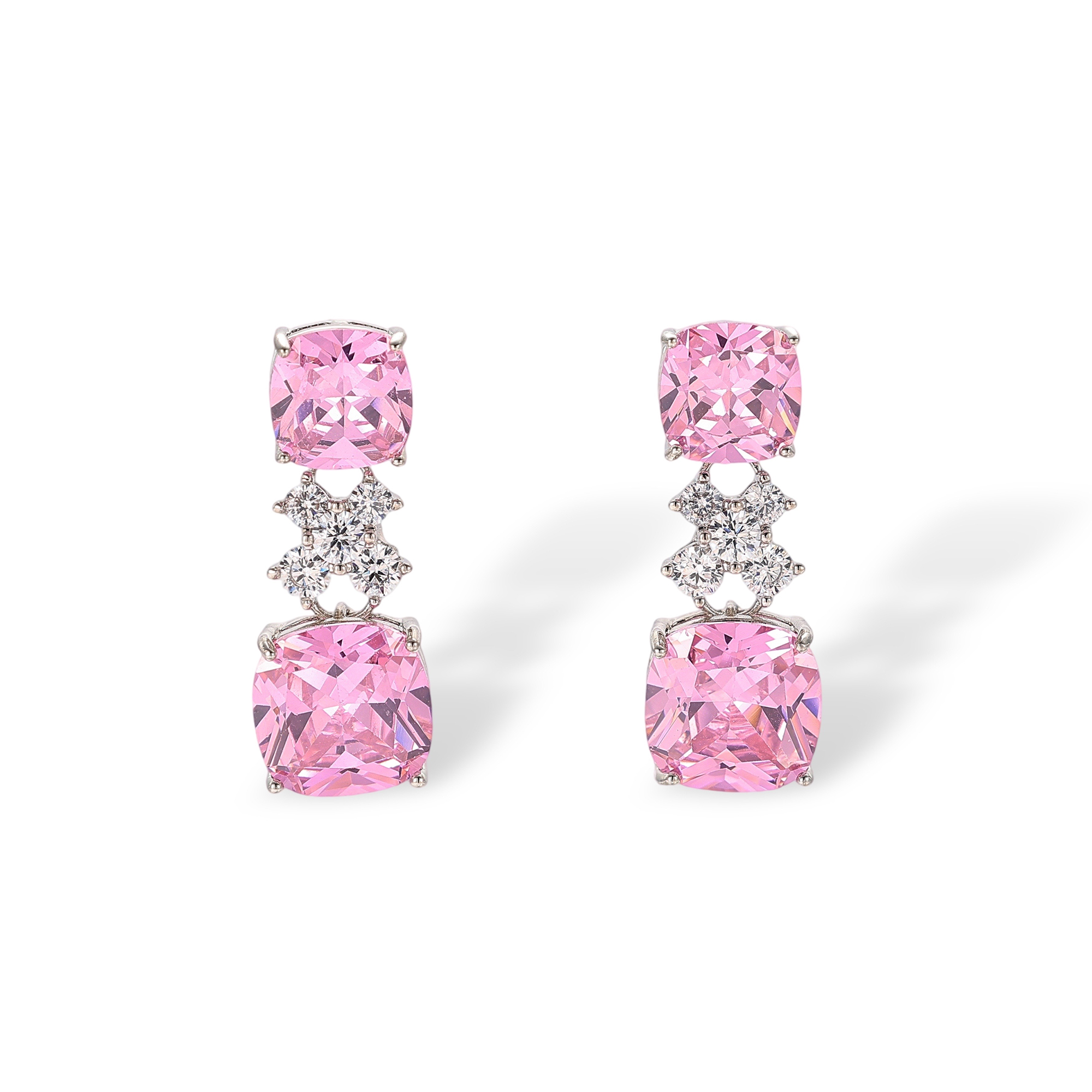 Euphemia Pink Cushion Floral Drop Earrings & Necklace Set
