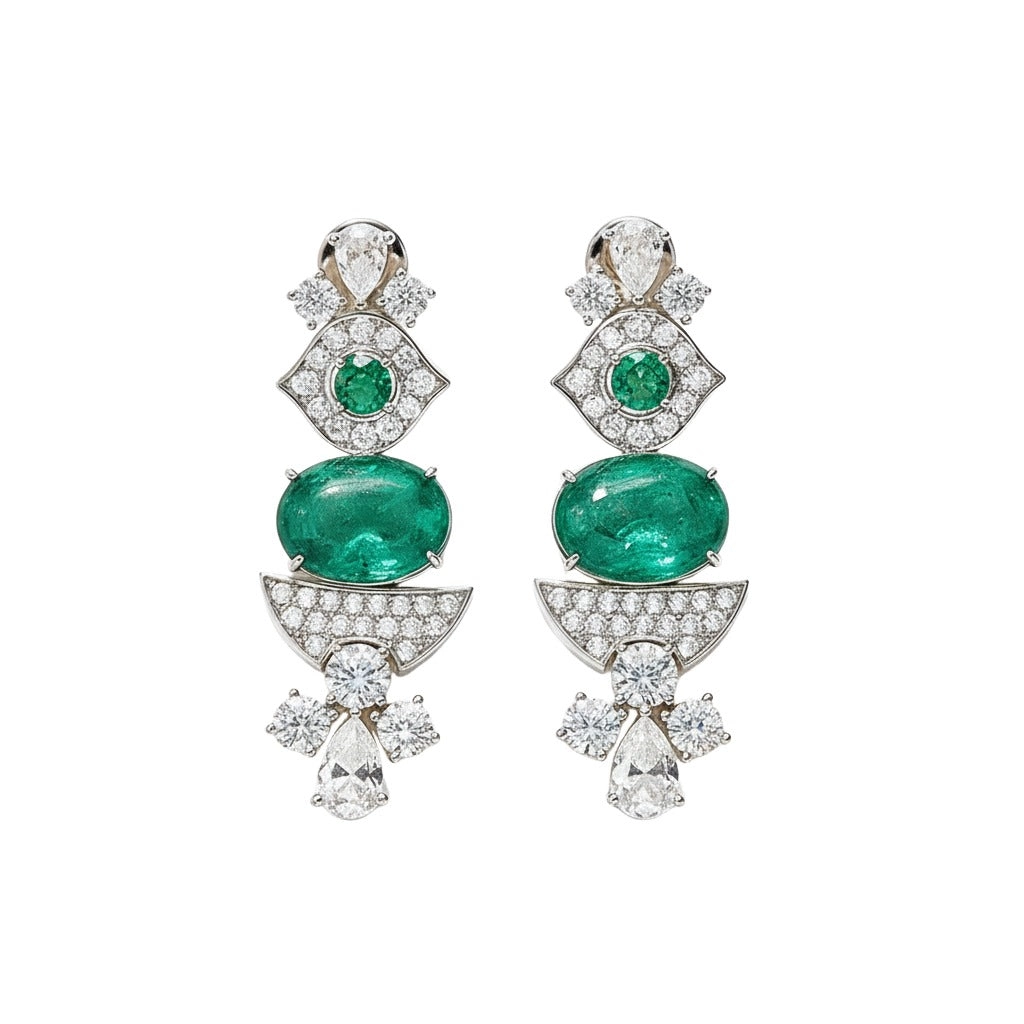 Fabrice Green Oval Earrings