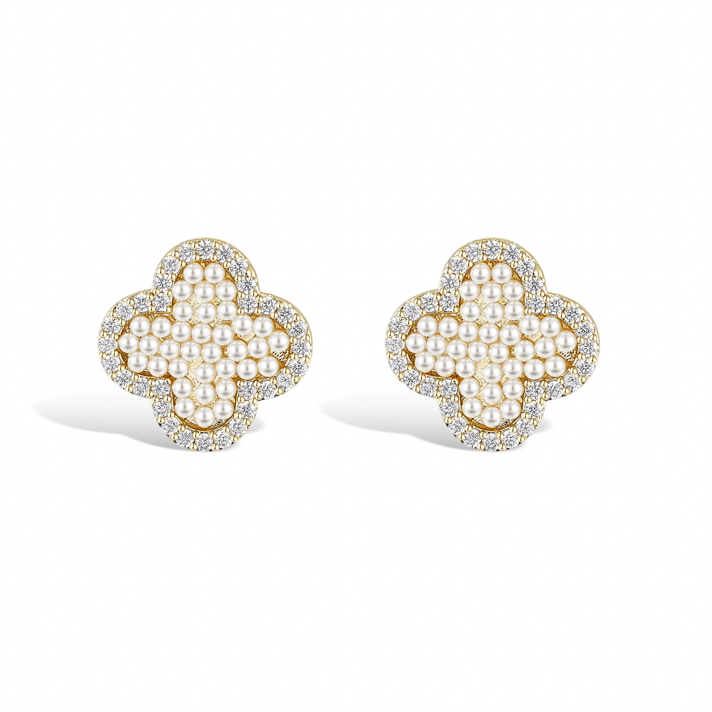 Félicie Four-Leaf 14K Gold Stud Earrings