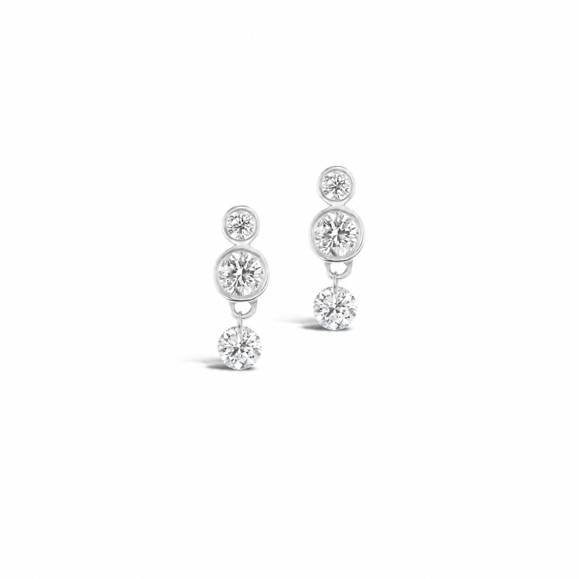 Ferdinande 18K Gold Bezel Round Drop Earrings
