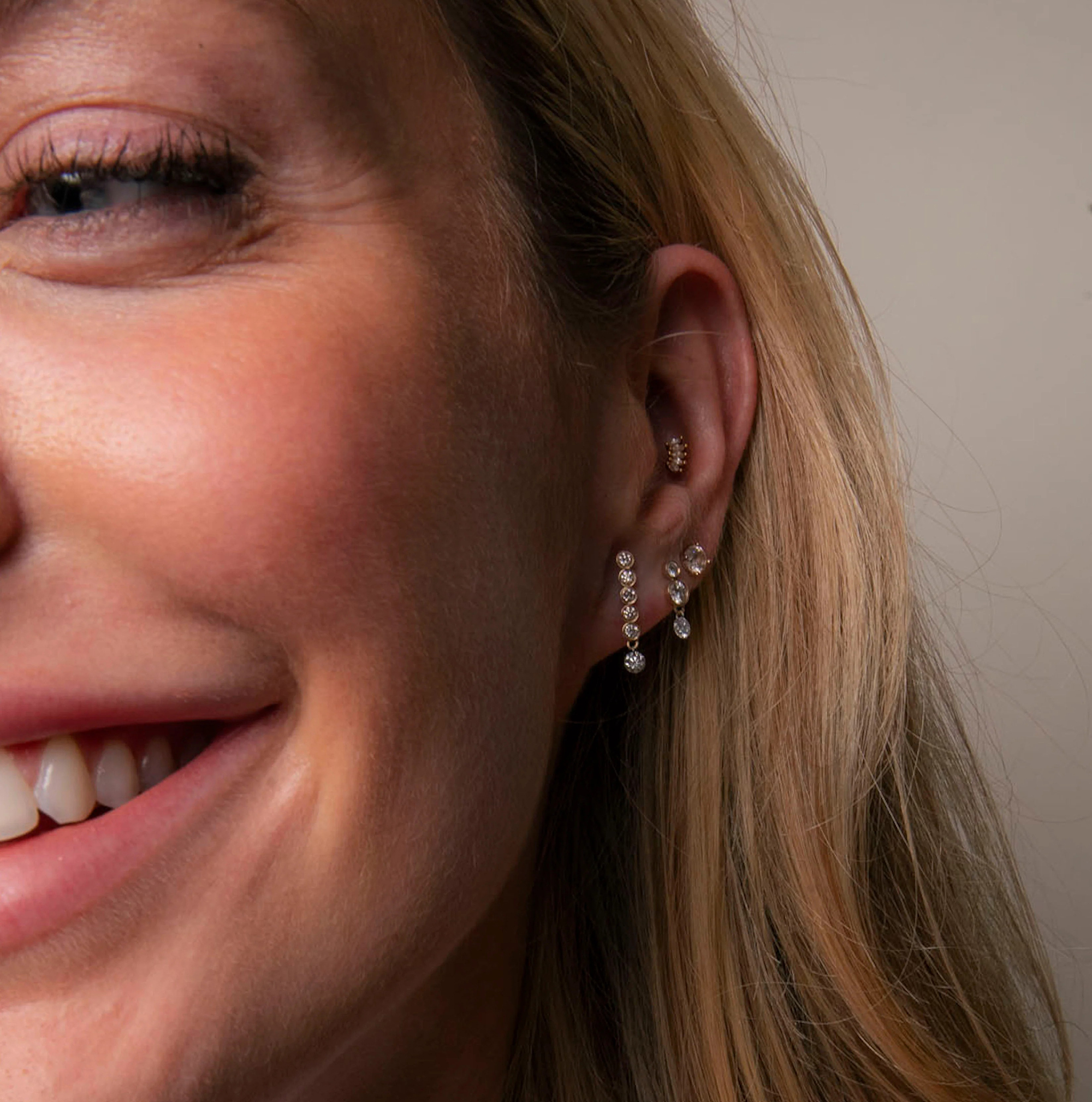 Ferdinande 18K Gold Bezel Round Drop Earrings