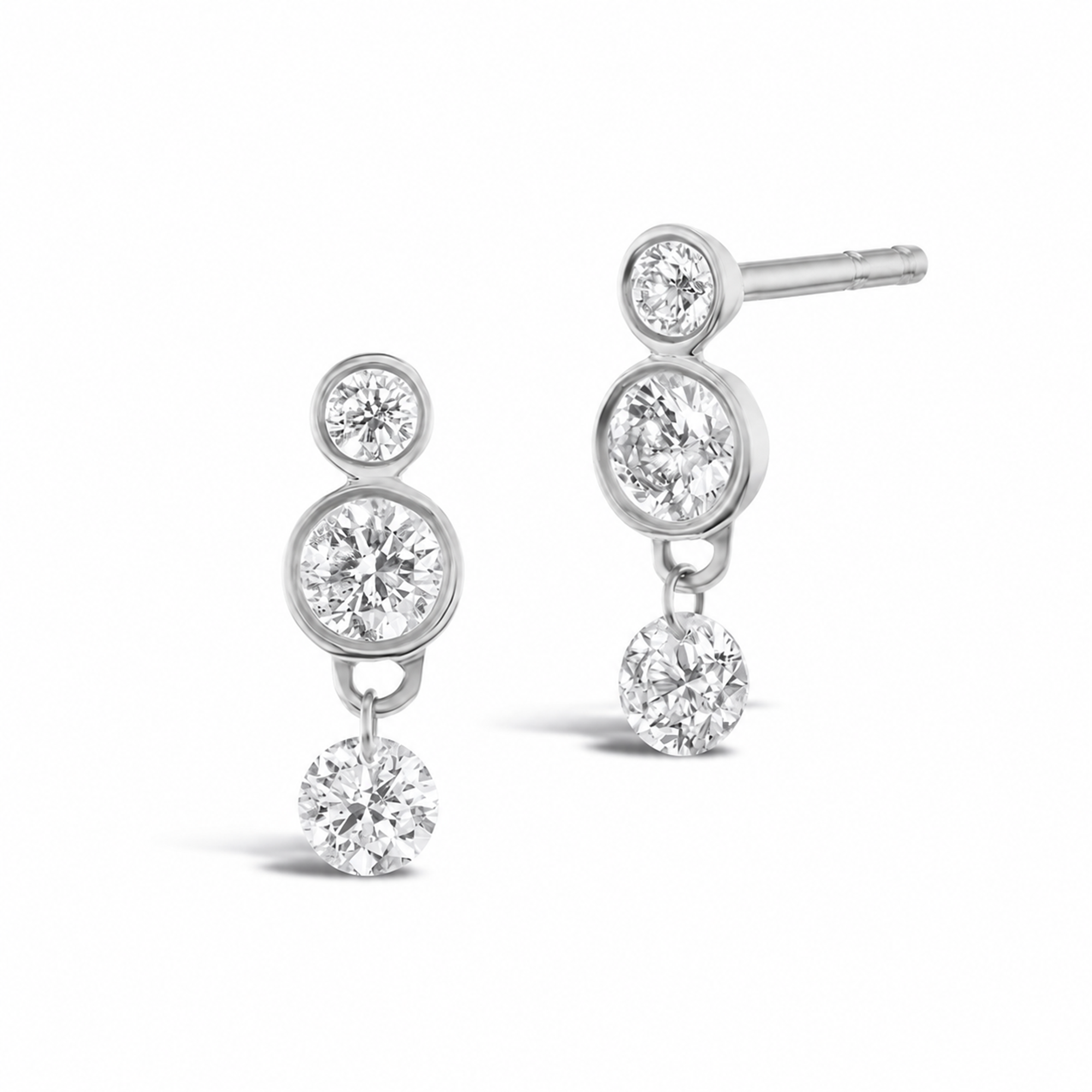 Ferdinande 18K Gold Bezel Round Drop Earrings