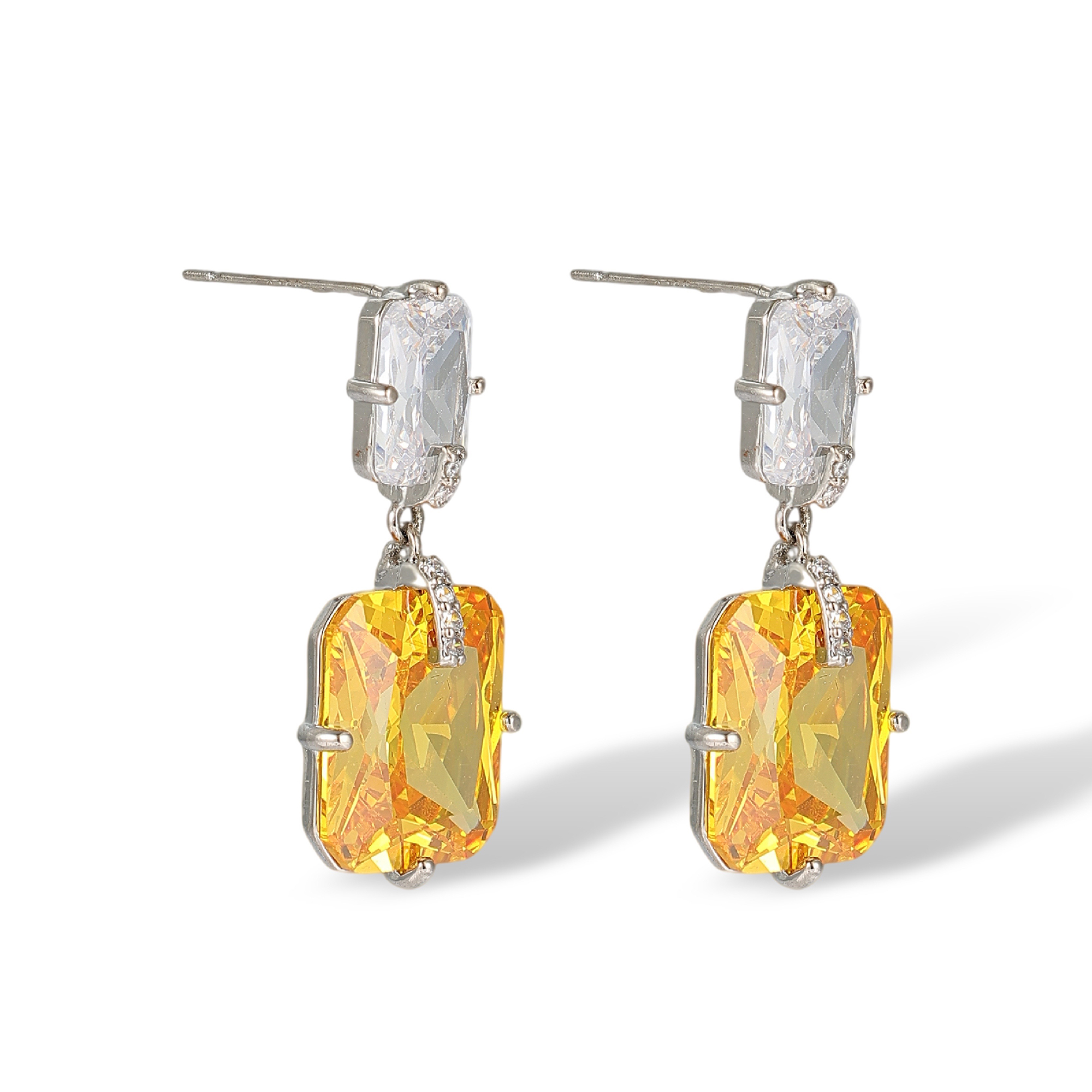 Fidelia Yellow Radiant Drop Earrings & Necklace Set