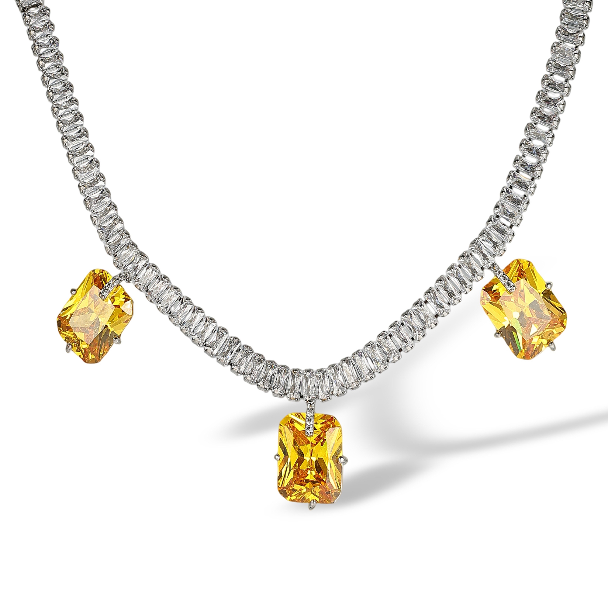 Fidelia Yellow Radiant Drop Earrings & Necklace Set