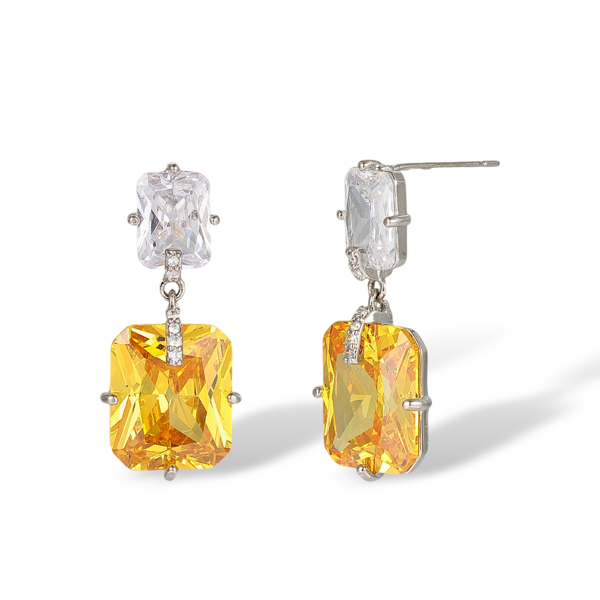 Fidelia Yellow Radiant Drop Earrings & Necklace Set
