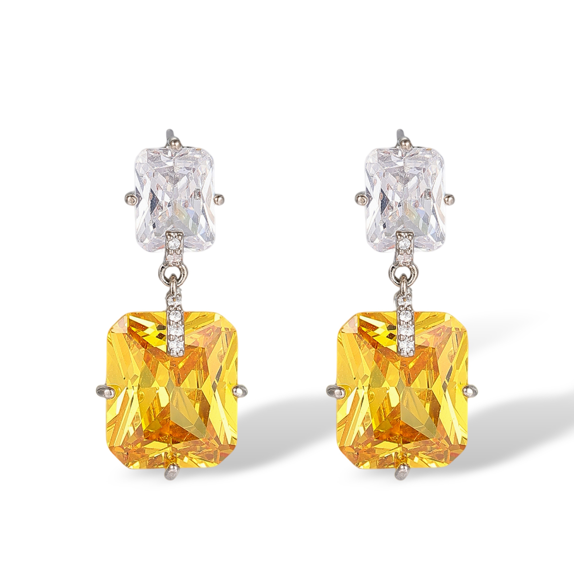 Fidelia Yellow Radiant Drop Earrings & Necklace Set