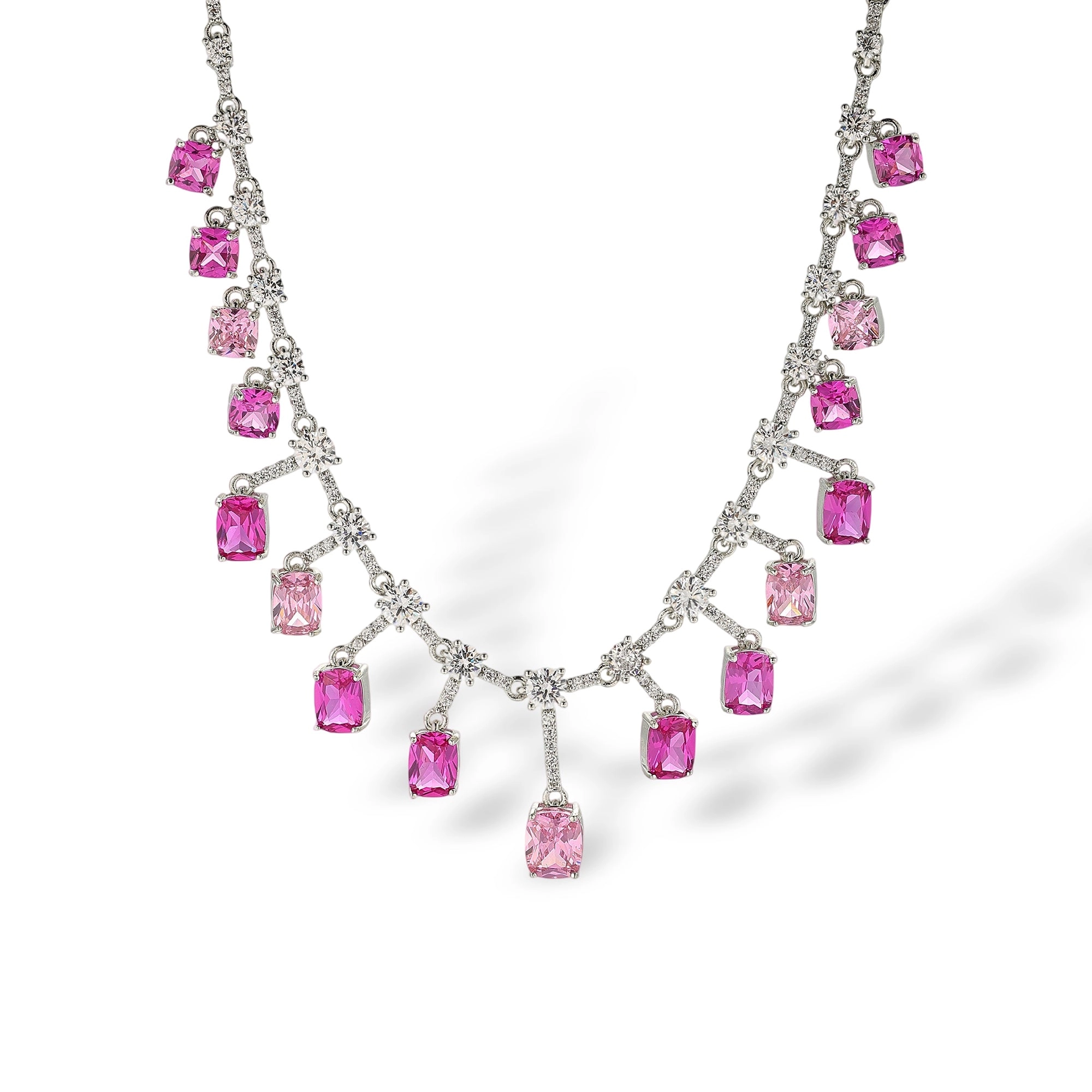 Filippa Pink Cushion Square Necklace