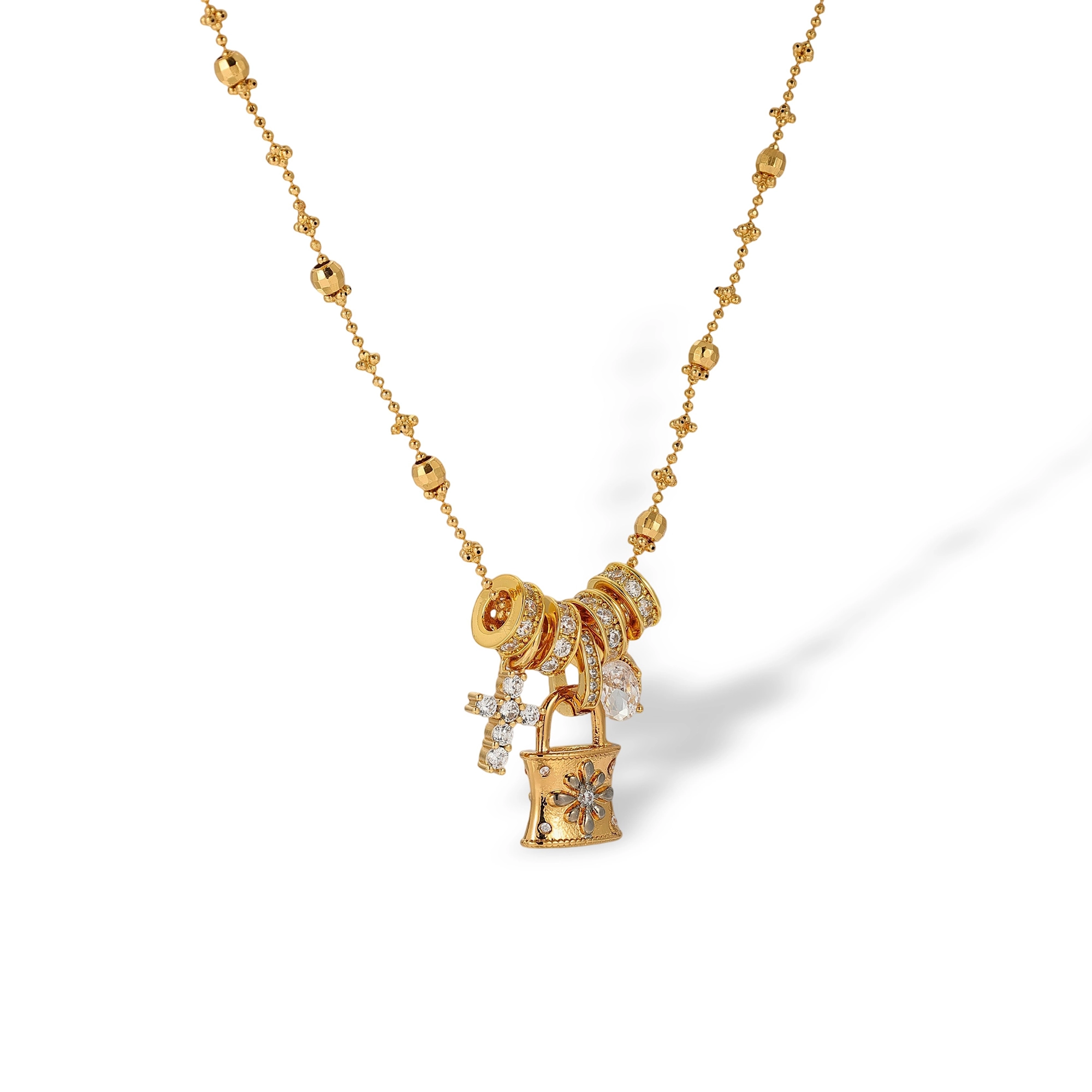 Flaviana 18K Gold Padlock Cross Necklace