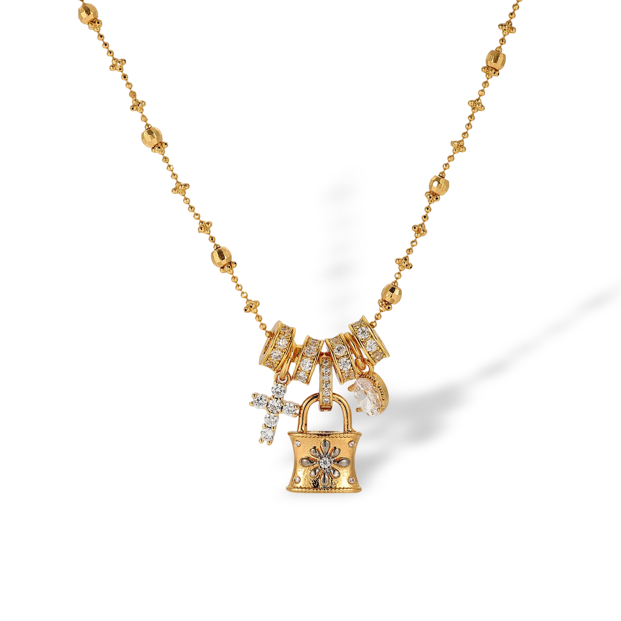 Flaviana 18K Gold Padlock Cross Necklace
