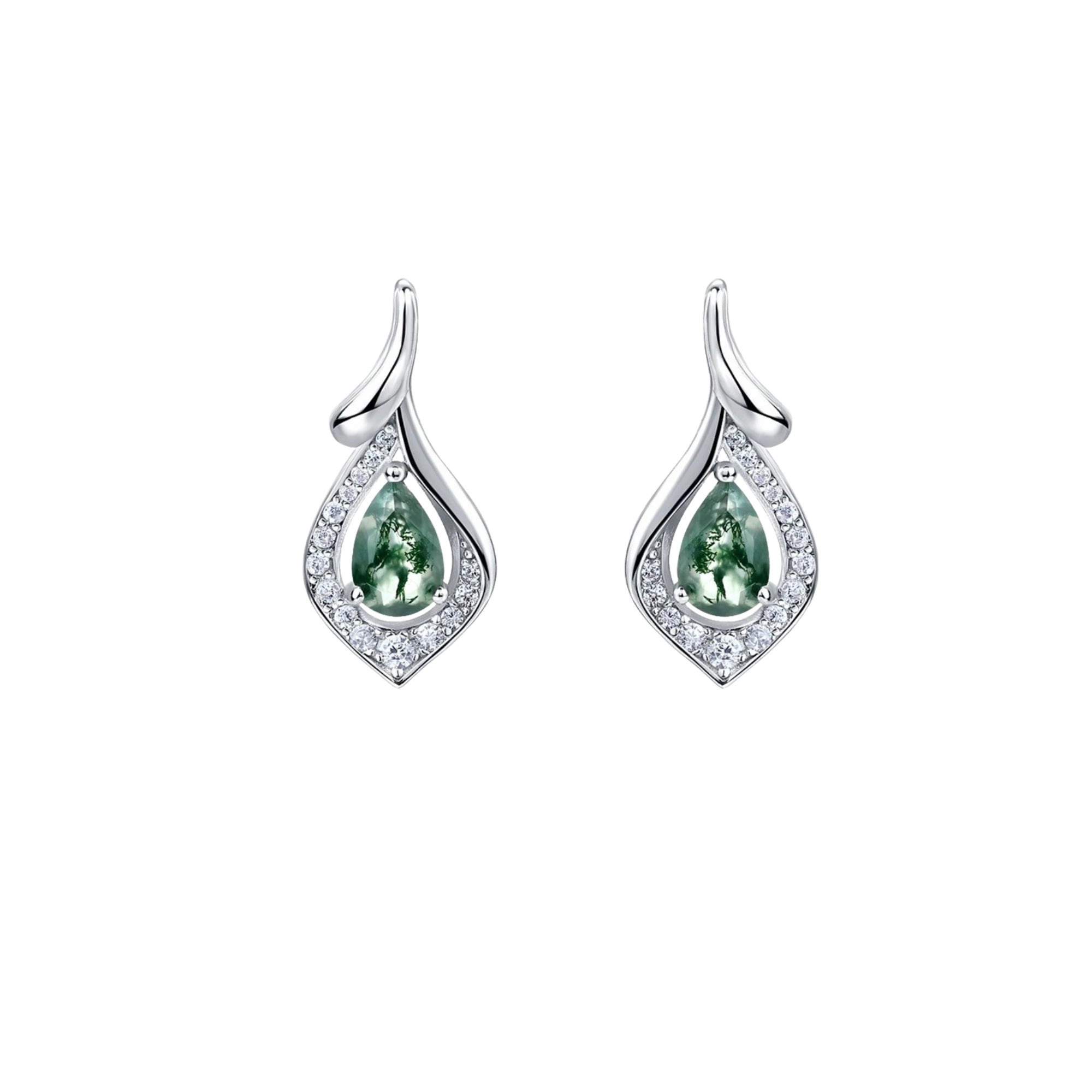 Francette Green Moss Teardrop Earrings